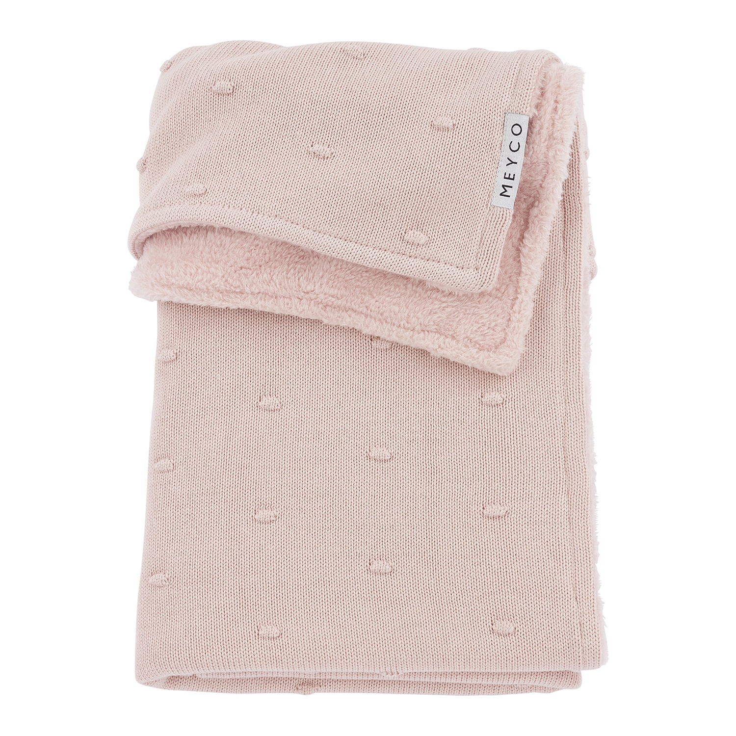 Mini Knots teddy crib bed blanket - Soft pink - 75x100cm