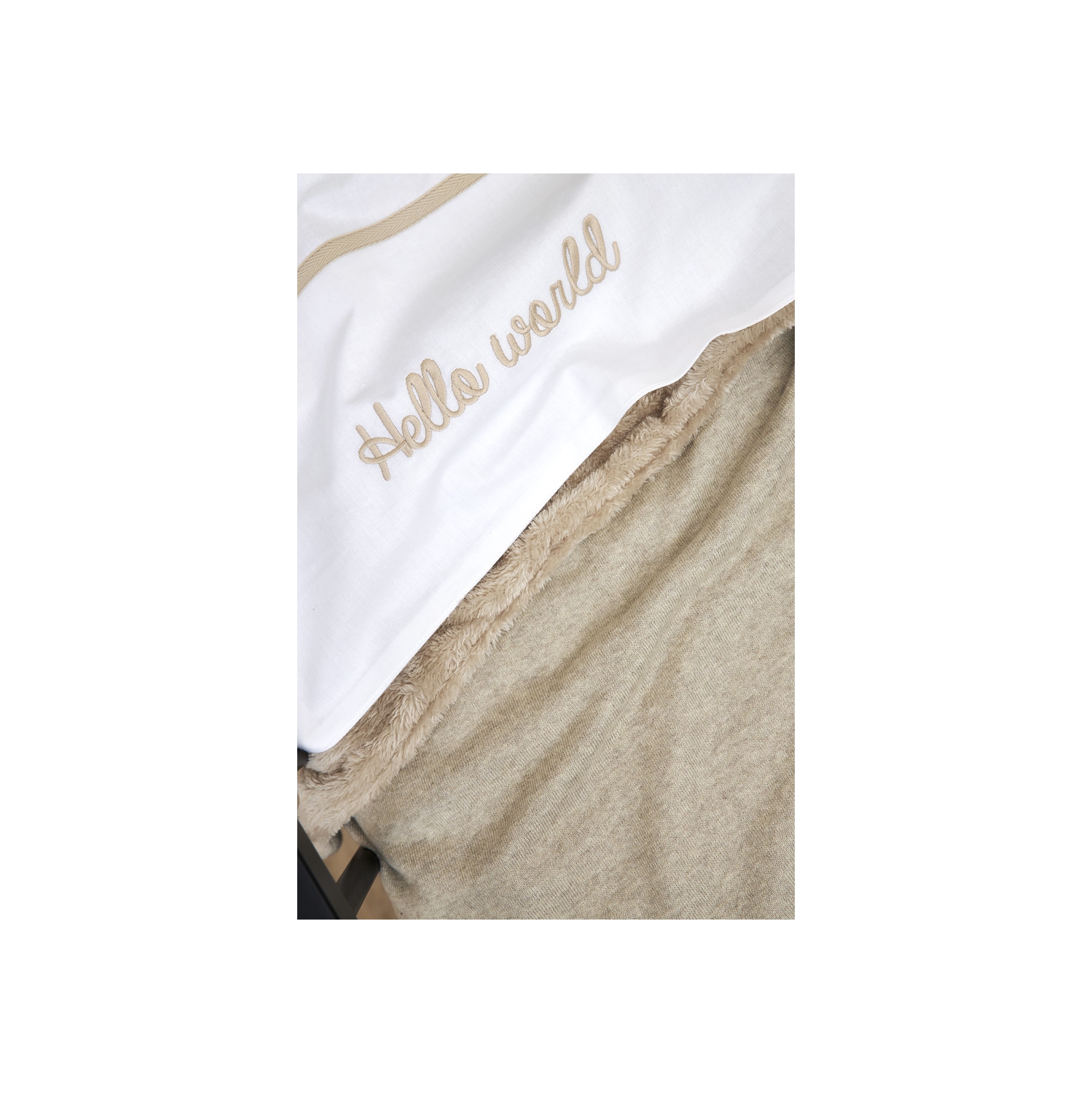 Knit Basic teddy crib bed blanket - Sand melange - 75x100cm