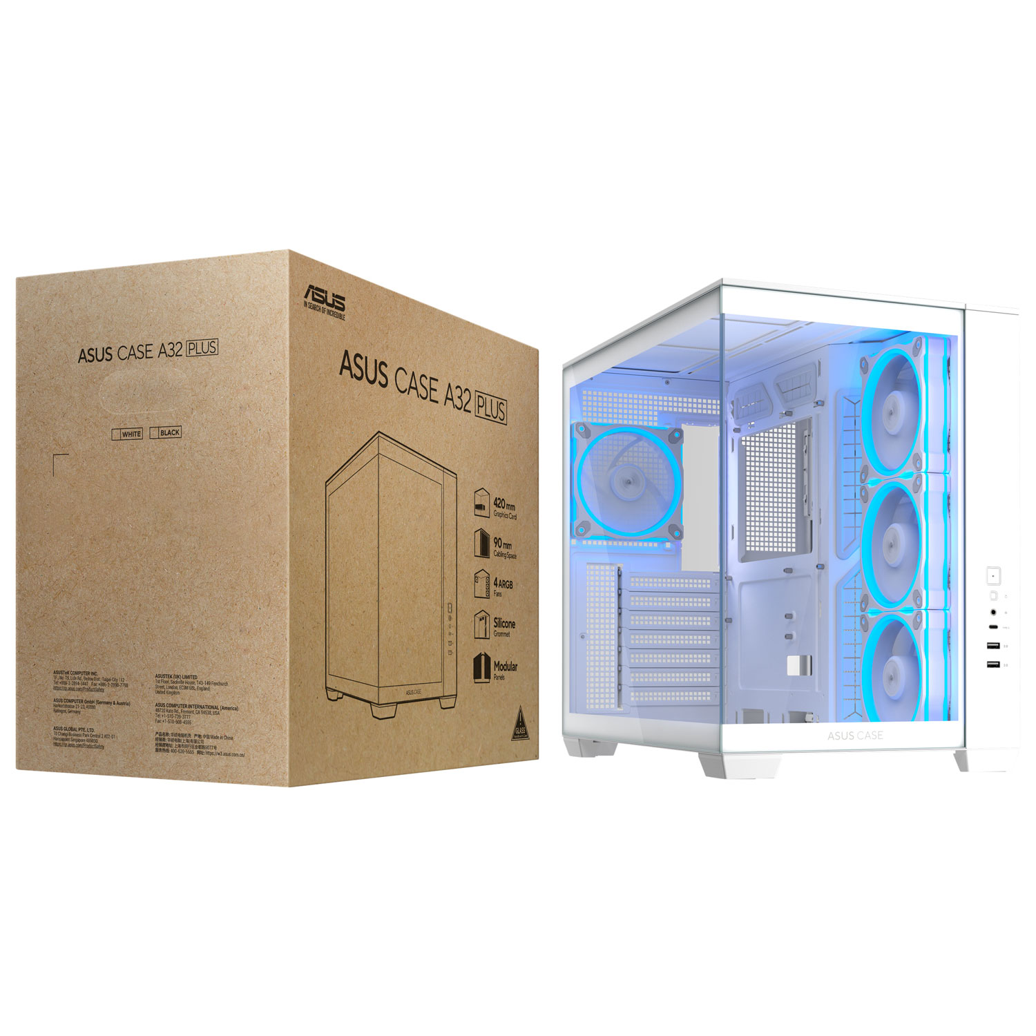 ASUS A32 PLUS Gaming ATX Computer Case - White