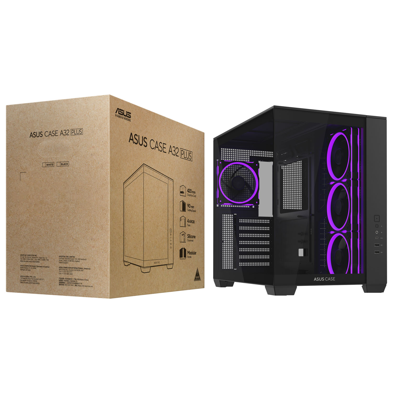 Boîtier d'ordinateur mi-tour ATX A32 PLUS Gaming d'ASUS - Noir