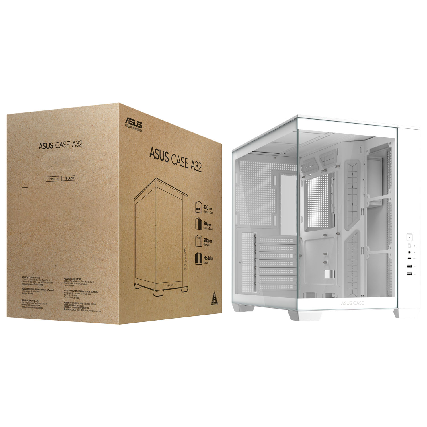 Boîtier d'ordinateur A32 Gaming ATX d'ASUS - Blanc