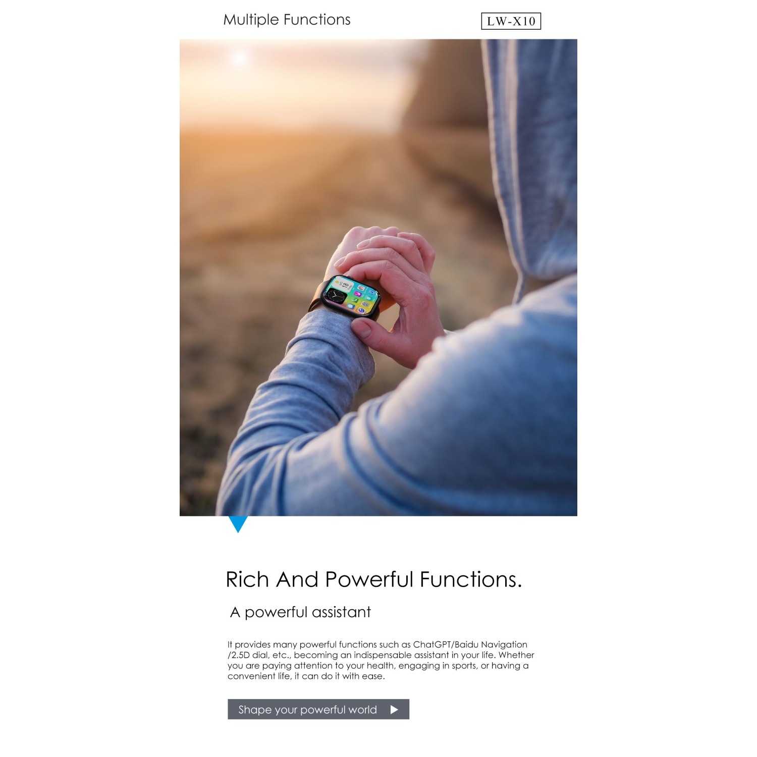 LENYES Smartwatch S10 | 2.04″ AMOLED • BT 5.0 Calls • Smart Island Alerts • Gesture Control • 7-10 Day Battery • IP67 Waterproof