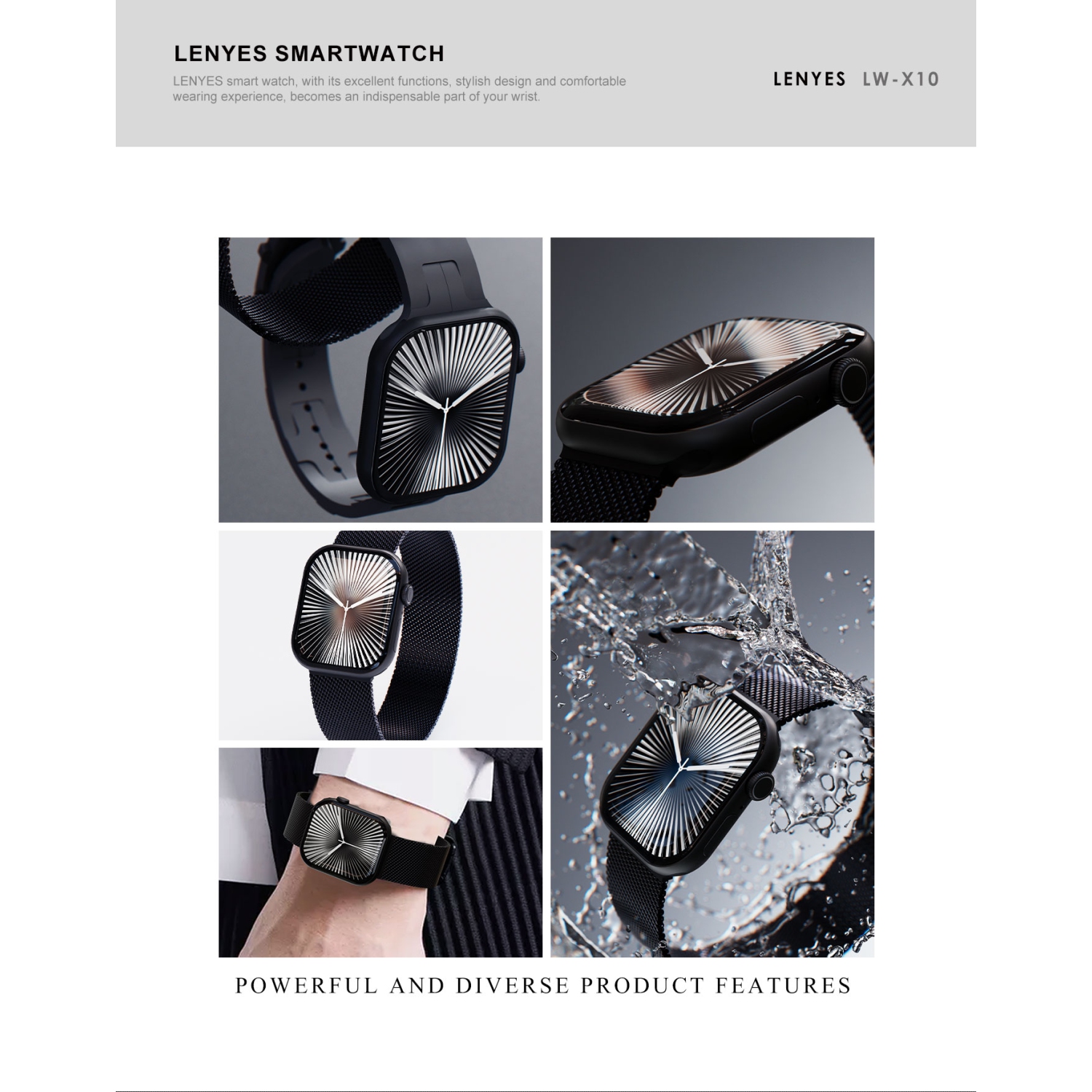 LENYES Smartwatch S10 | 2.04″ AMOLED • BT 5.0 Calls • Smart Island Alerts • Gesture Control • 7-10 Day Battery • IP67 Waterproof