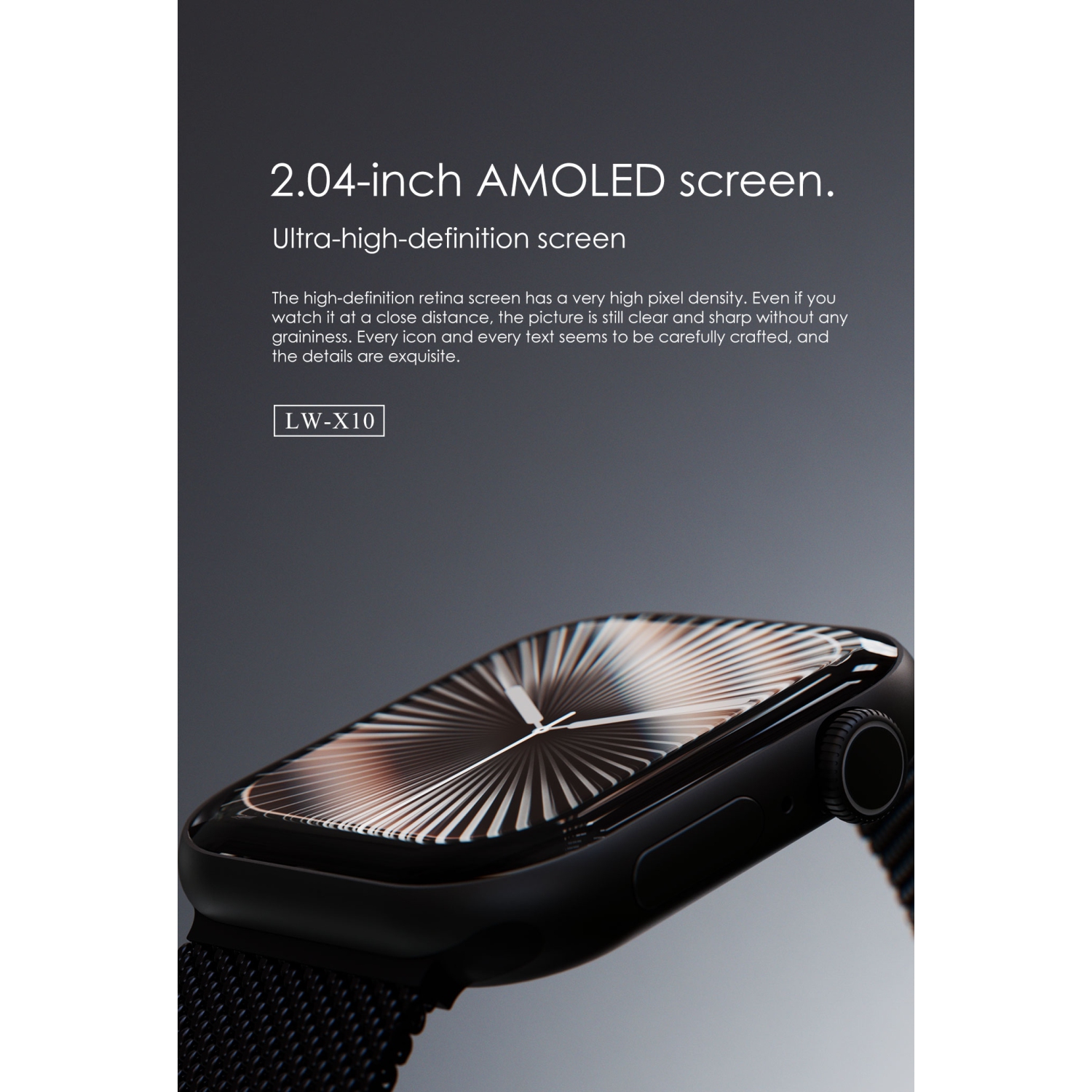 LENYES Smartwatch S10 | 2.04″ AMOLED • BT 5.0 Calls • Smart Island Alerts • Gesture Control • 7-10 Day Battery • IP67 Waterproof