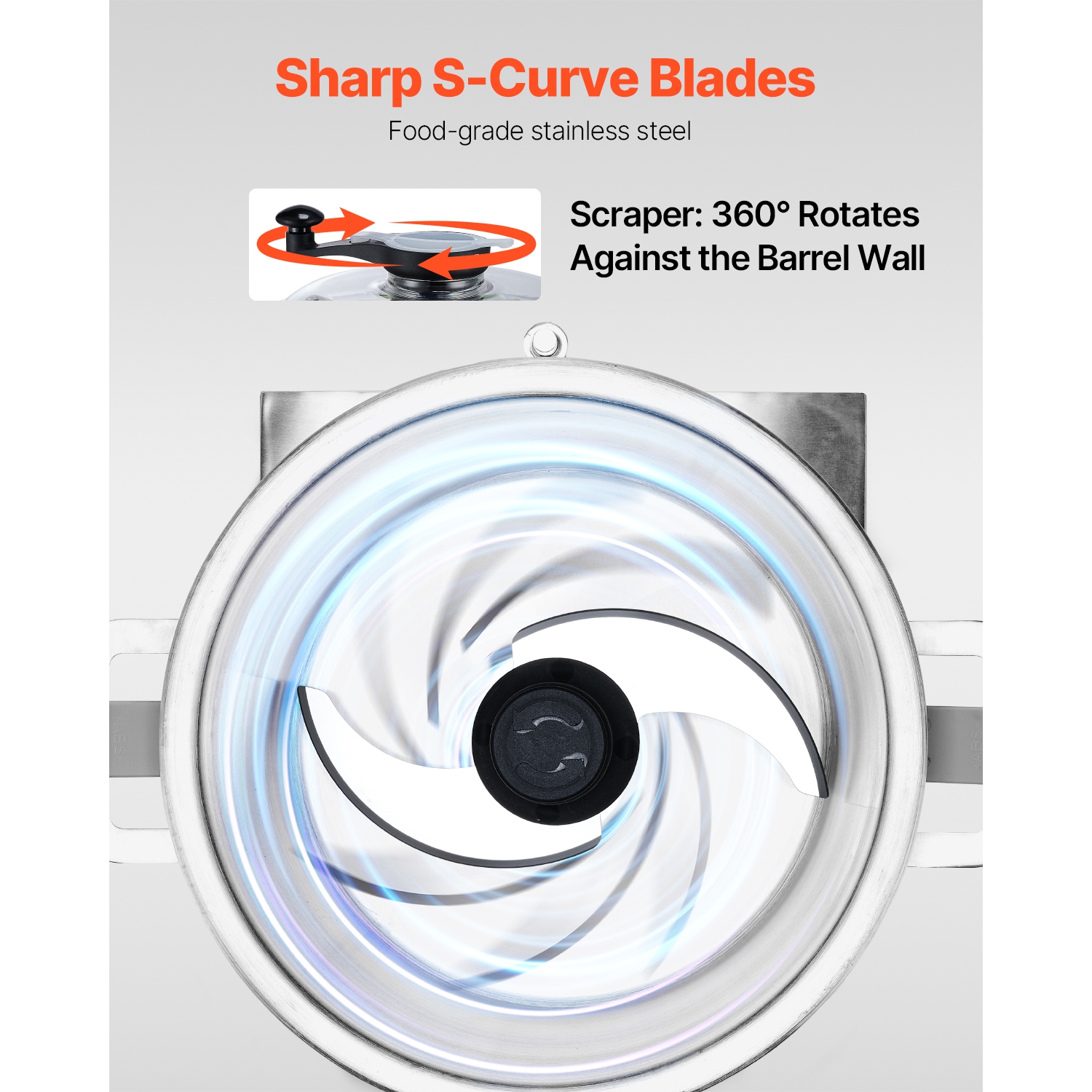 VEVOR 19 Quart Food Processor & Vegetable Chopper, Food-Grade Stainless Steel Chopper with S-Curve Blade and Scraper, Ideal for Chopping Vegetables,