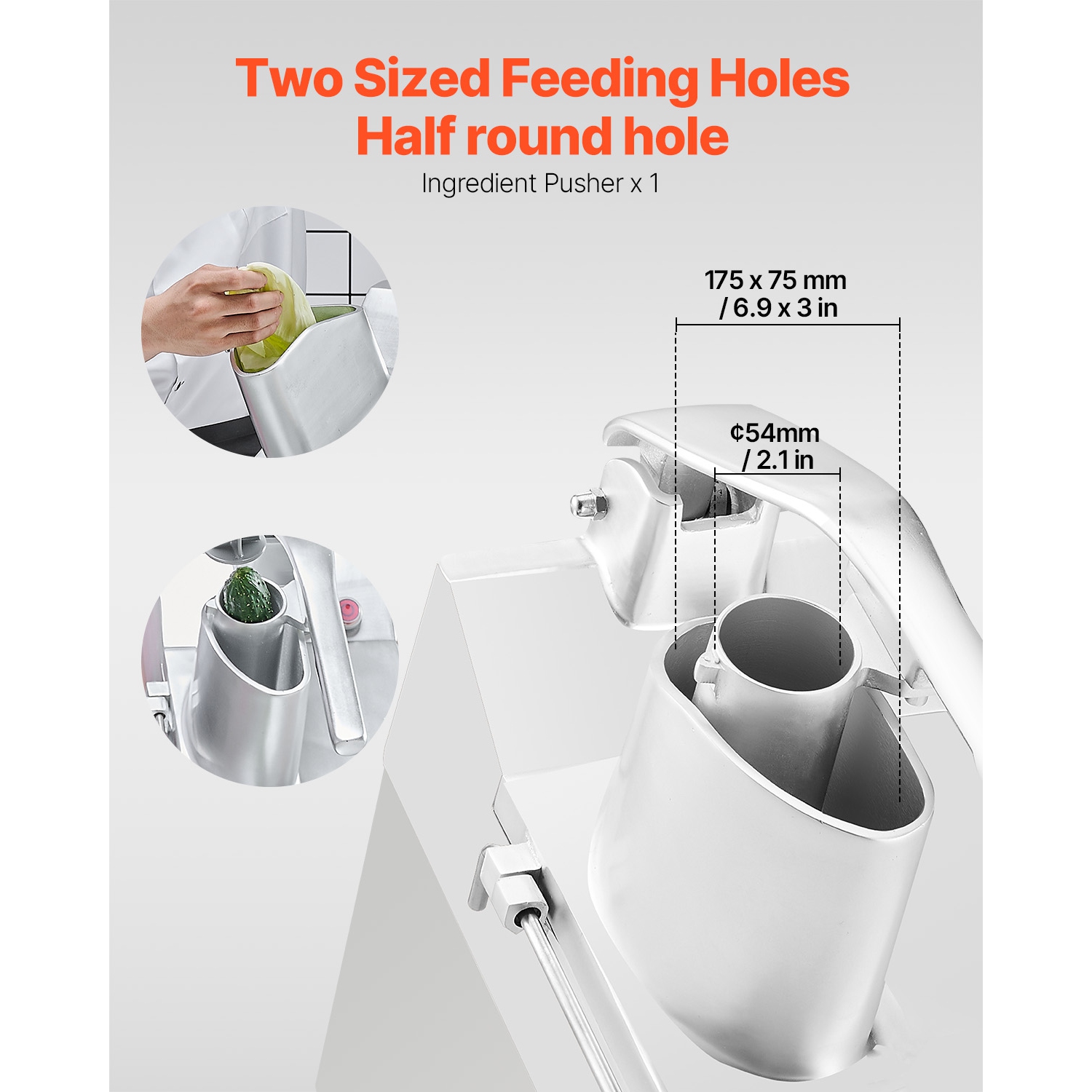 VEVOR Food Processor & Vegetable Chopper, 2 Feeding Holes Food-Grade Stainless Steel, 6 Detachable Blades, 3mm/5mm/7mm/10mm Shredder, 2mm/4mm Slicer,