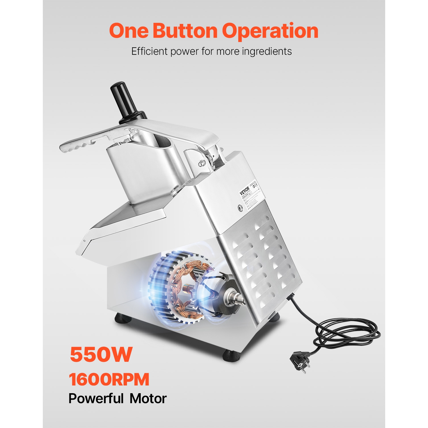 VEVOR Food Processor & Vegetable Chopper, 2 Feeding Holes Food-Grade Stainless Steel, 6 Detachable Blades, 3mm/5mm/7mm/10mm Shredder, 2mm/4mm Slicer,