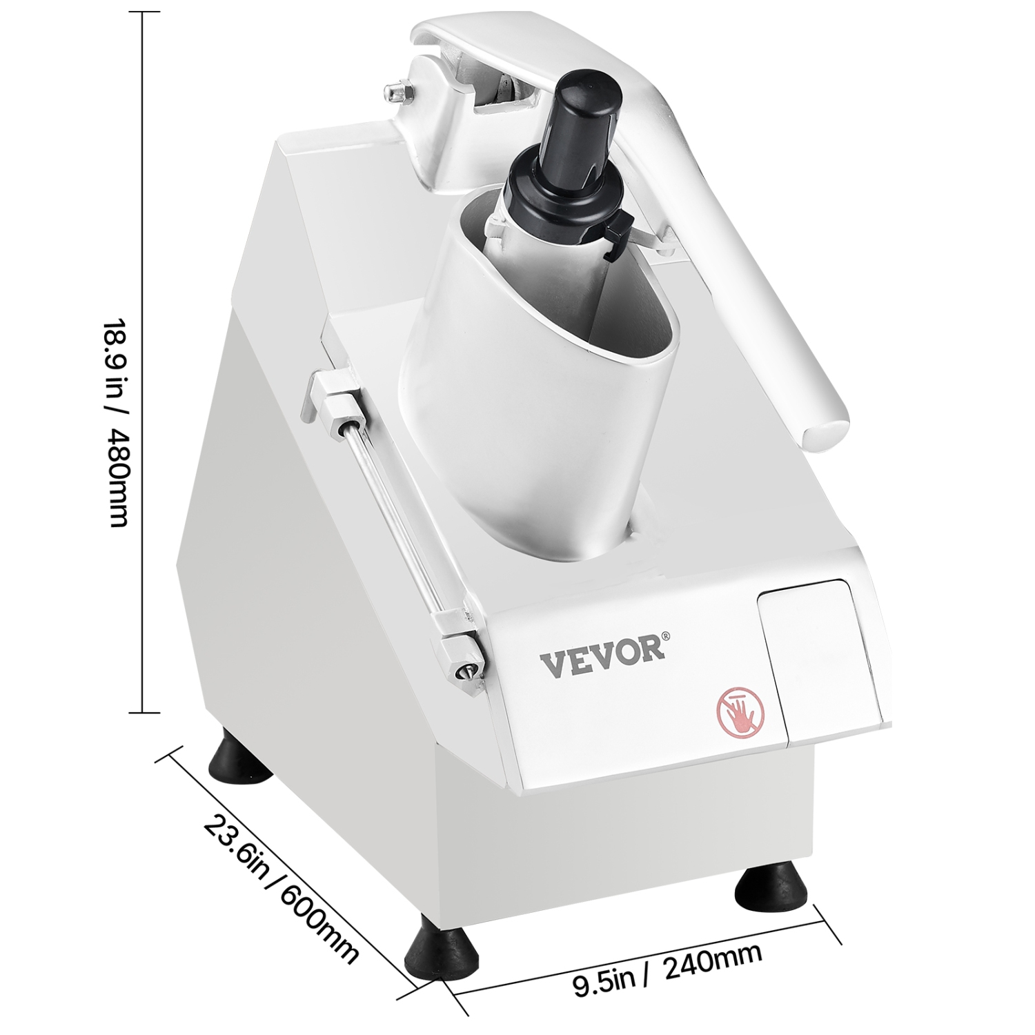 VEVOR Food Processor & Vegetable Chopper, 2 Feeding Holes Food-Grade Stainless Steel, 6 Detachable Blades, 3mm/5mm/7mm/10mm Shredder, 2mm/4mm Slicer,