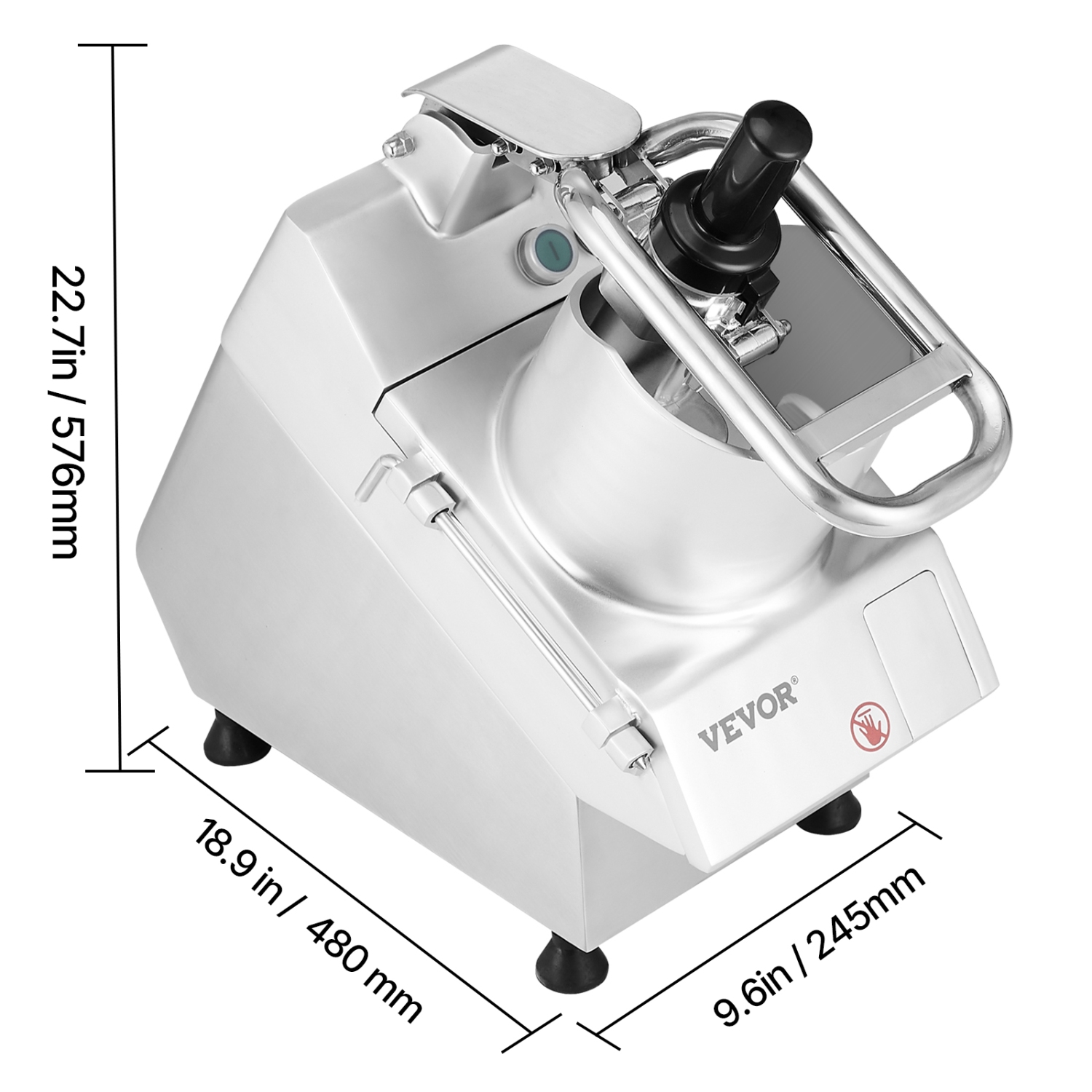VEVOR Food Processor & Vegetable Chopper, 2 Feeding Holes Food-Grade Stainless Steel Chopper, 6 Detachable Blades, 3mm/5mm/7mm/10mm Shredder, 2mm/4mm