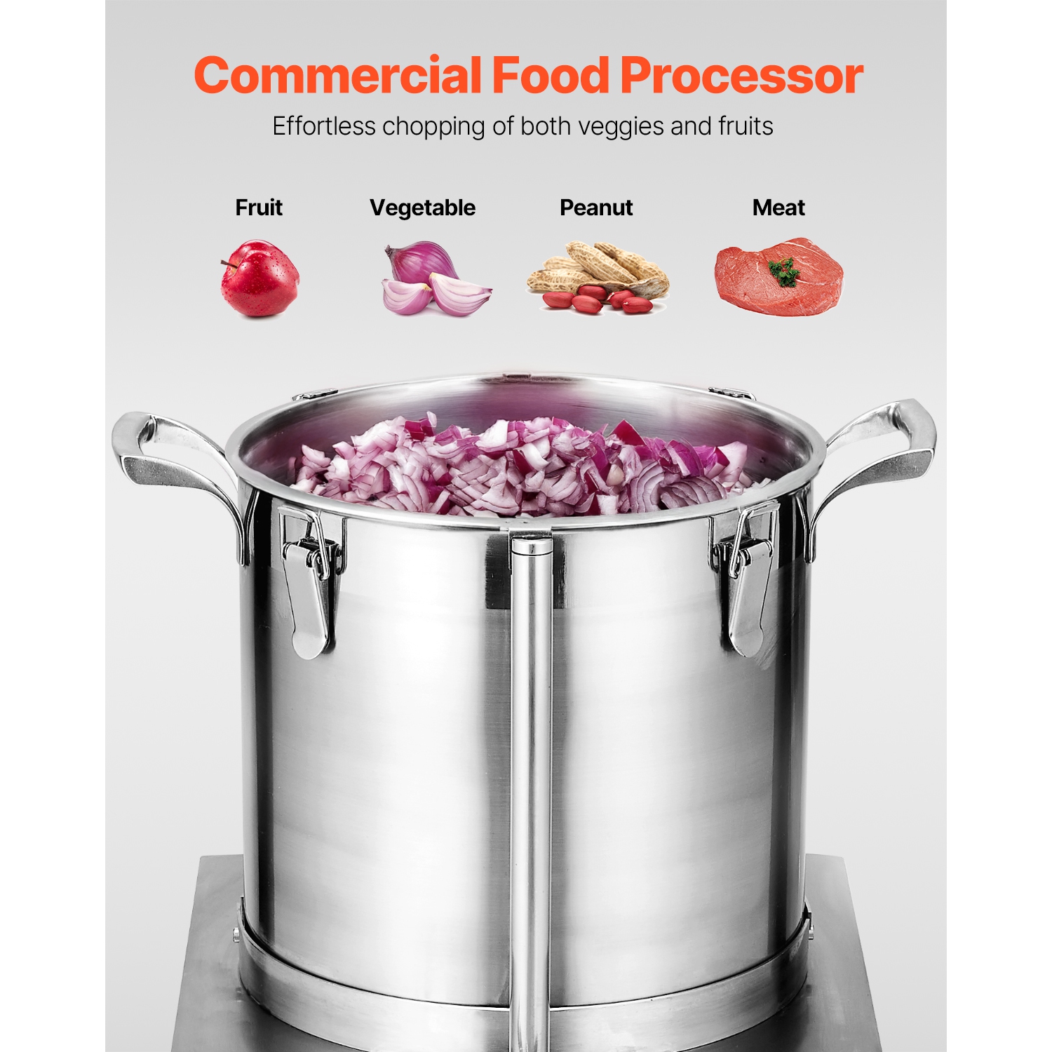 VEVOR 15.9 Quart Food Processor & Vegetable Chopper, Food-Grade Stainless Steel Chopper with 2 Extra S-Curve Blades, Ideal for Chopping Vegetables,