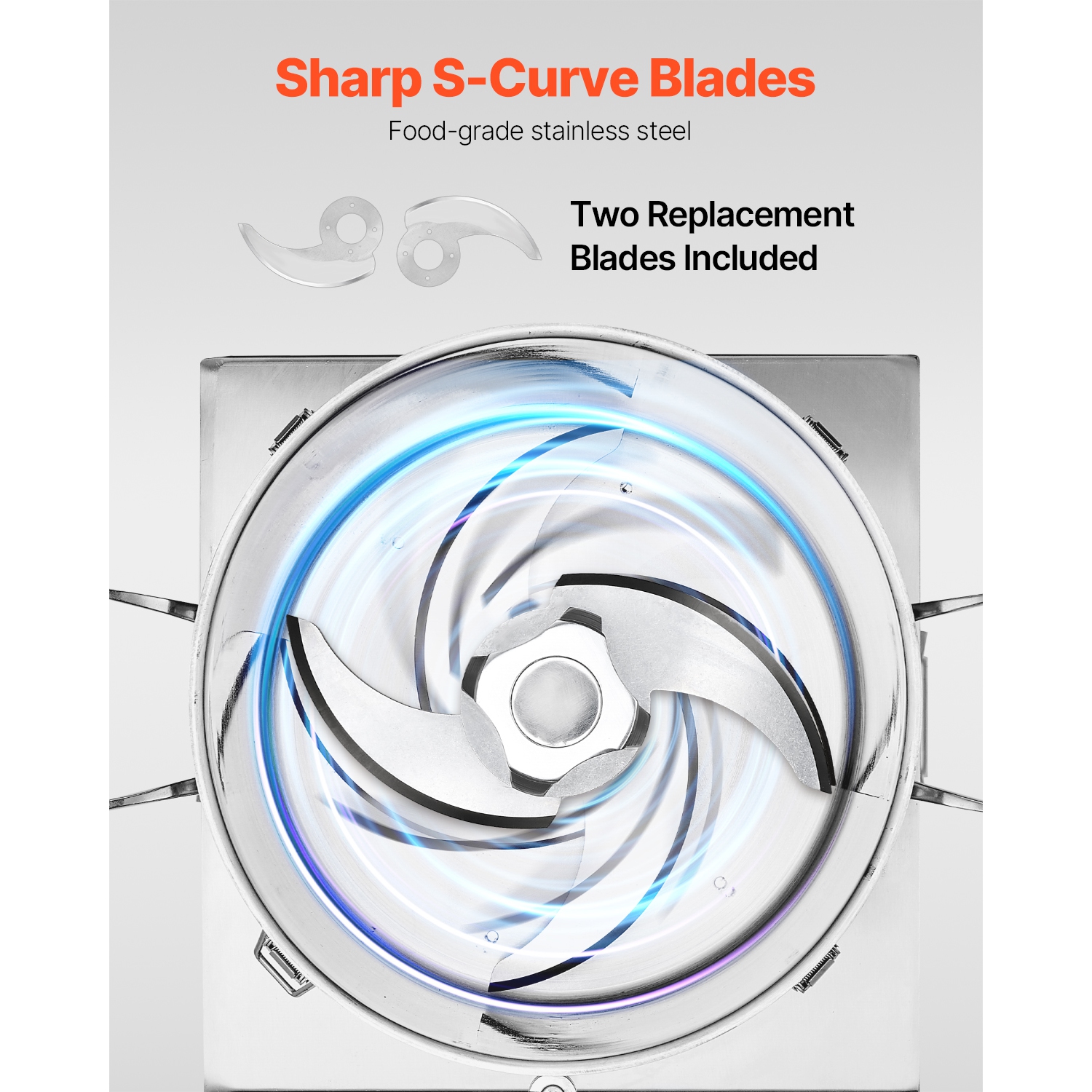 VEVOR 15.9 Quart Food Processor & Vegetable Chopper, Food-Grade Stainless Steel Chopper with 2 Extra S-Curve Blades, Ideal for Chopping Vegetables,