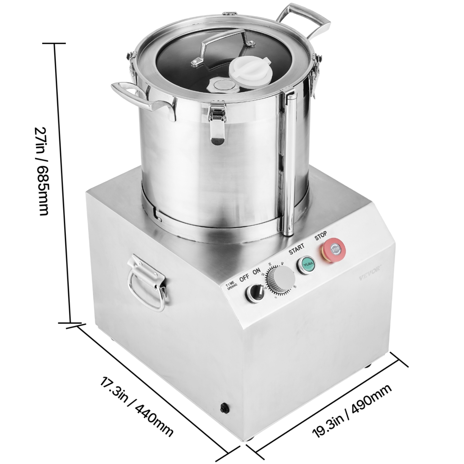 VEVOR 15.9 Quart Food Processor & Vegetable Chopper, Food-Grade Stainless Steel Chopper with 2 Extra S-Curve Blades, Ideal for Chopping Vegetables,