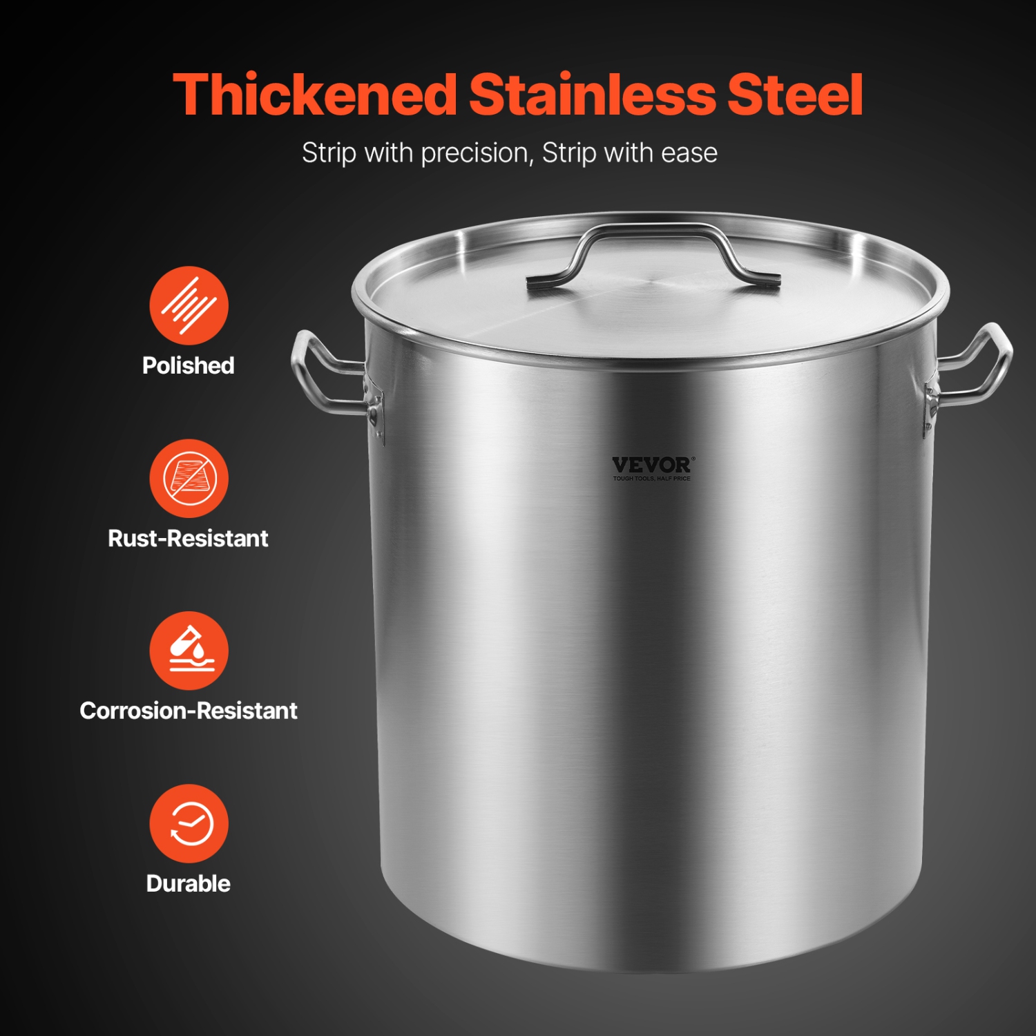 VEVOR 64 Quart Stainless Steel Stockpot, Large Cooking Pots, Cookware Sauce Pot with Basket, Lid, and Handle, Heavy Duty Commercial Grade Stock Pot,