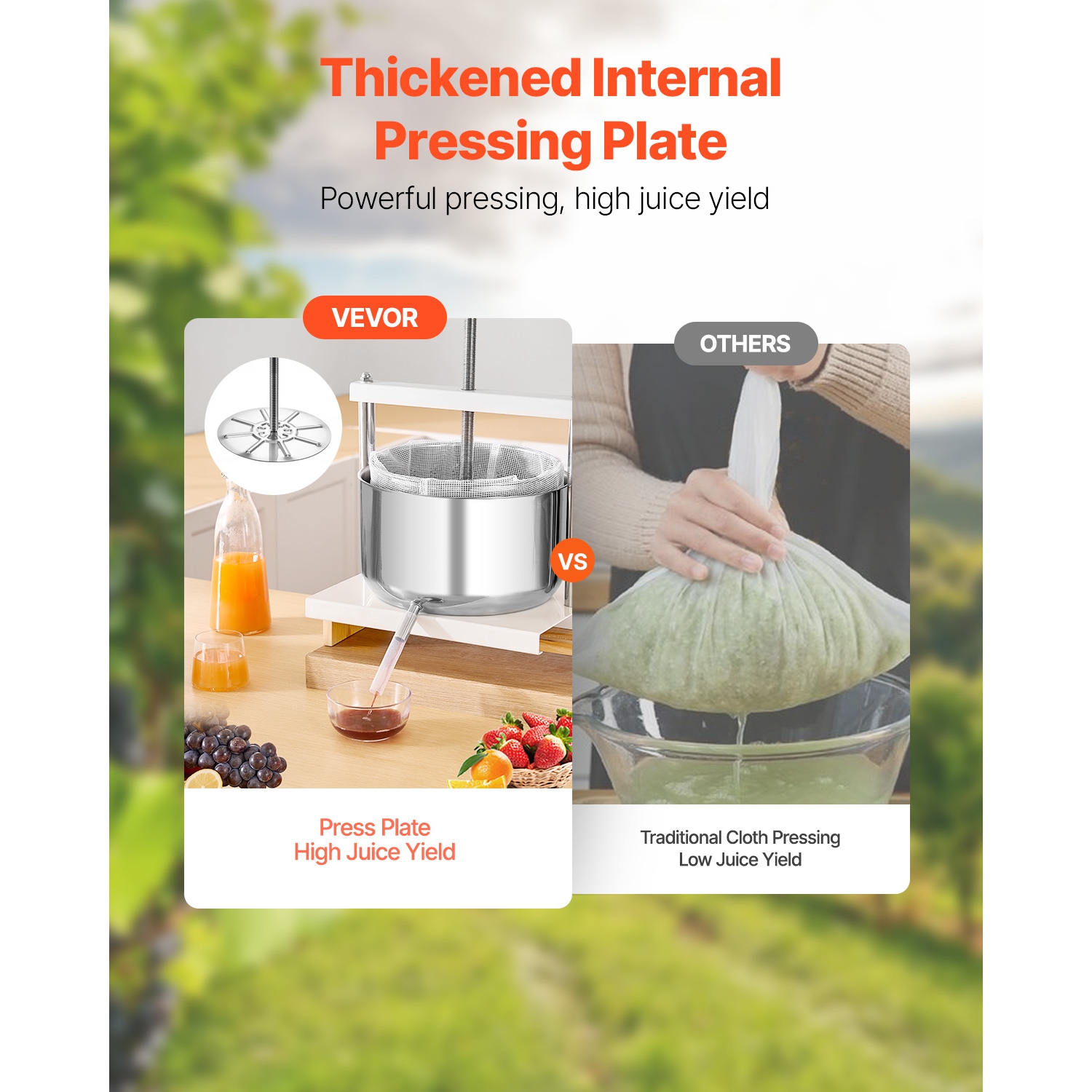 VEVOR 3.17 Gal/12L Fruit Wine Press, 2 Stainless Steel Barrels, Manual Juice Maker, Cider Apple Grape Tincture Honey Olive Oil Making Press with