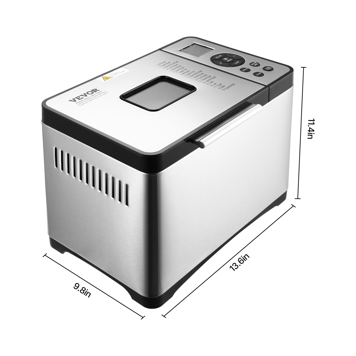 VEVOR 19-in-1 2LB Bread Maker, Dough Machine, Nonstick Ceramic Pan Automatic Breadmaker with Gluten Free Setting, Whole Wheat Bread Making, Digital,