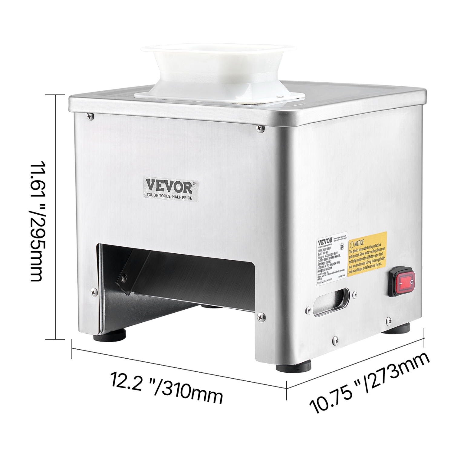 VEVOR 550W Meat Cutter Machine, Meat Slicer, 350 lb/h Commercial Meat Cutting Machine, Stainless Steel, 2.5-10 mm Thickness, Electric Food Cutting