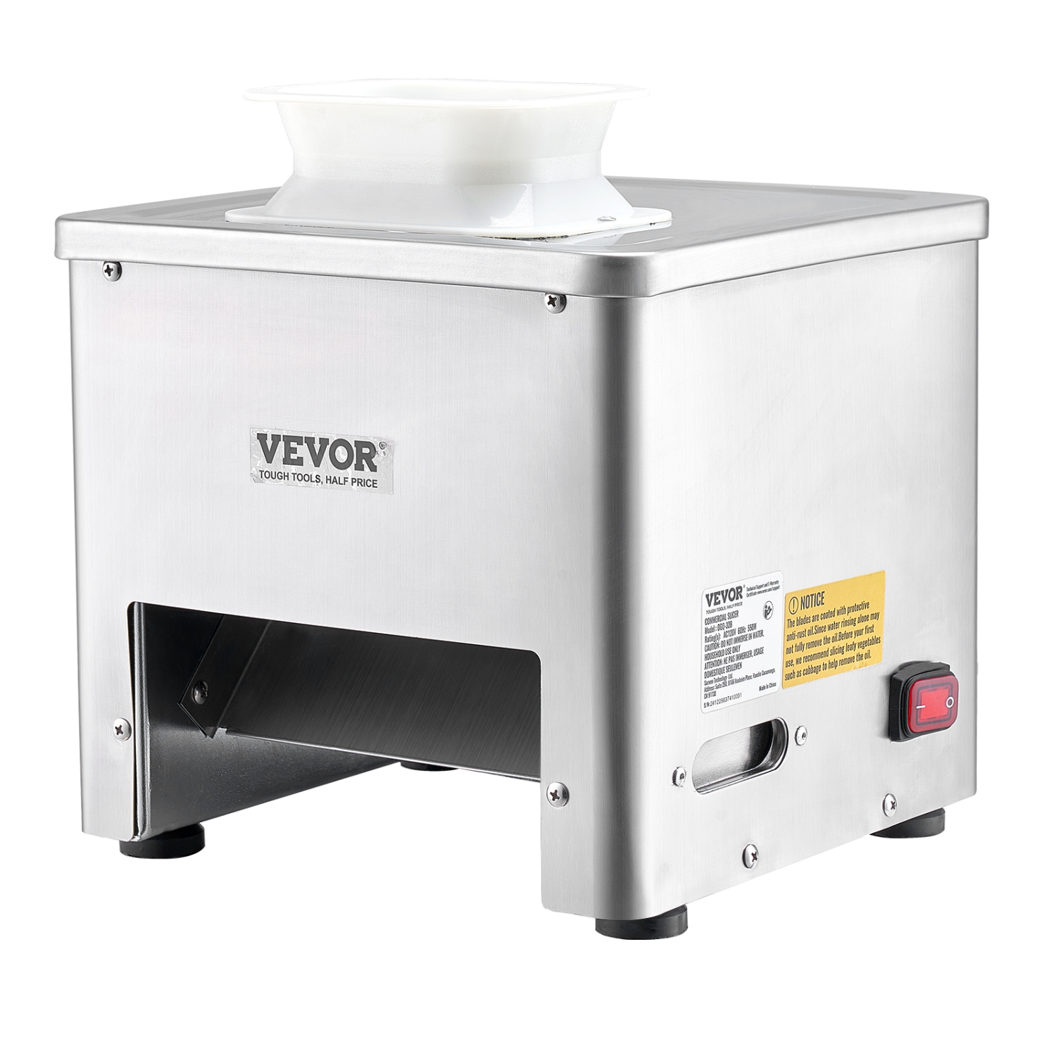 VEVOR 550W Meat Cutter Machine, Meat Slicer, 350 lb/h Commercial Meat Cutting Machine, Stainless Steel, 2.5-10 mm Thickness, Electric Food Cutting