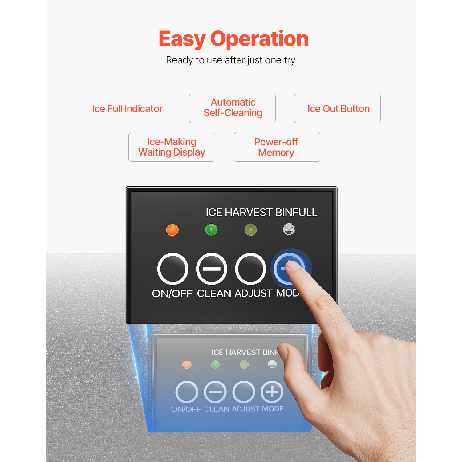 VEVOR 50 Lbs/Day Undercounter Built-in Ice Maker,Under Counter Ice Maker Machine with Drain Pump Reversible Door Stainless Steel, Freestanding Ice