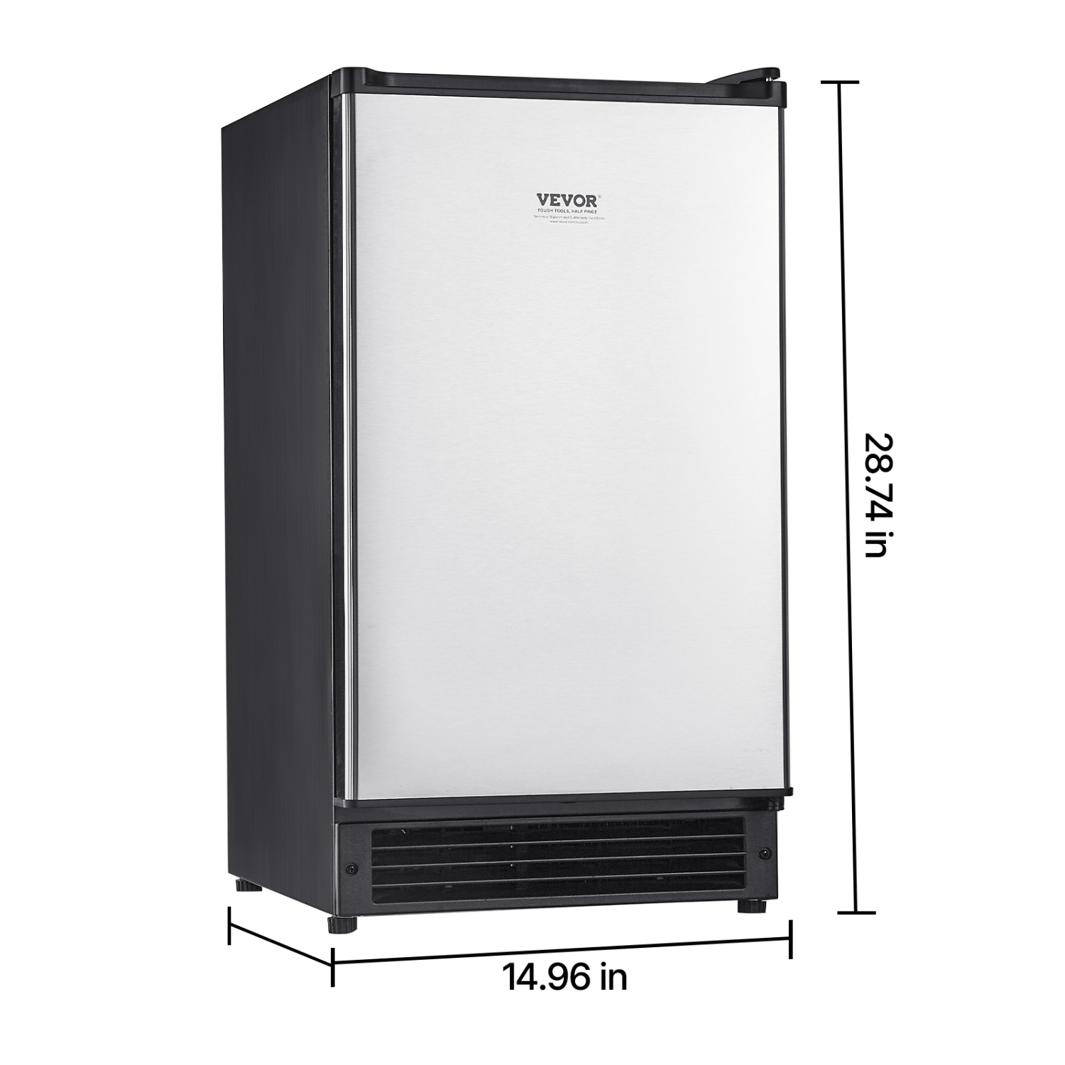 VEVOR 25 Lbs/Day Undercounter Built-in Ice Maker, Under Counter Ice Maker Machine with Reversible Door Stainless Steel, Freestanding Ice Maker for
