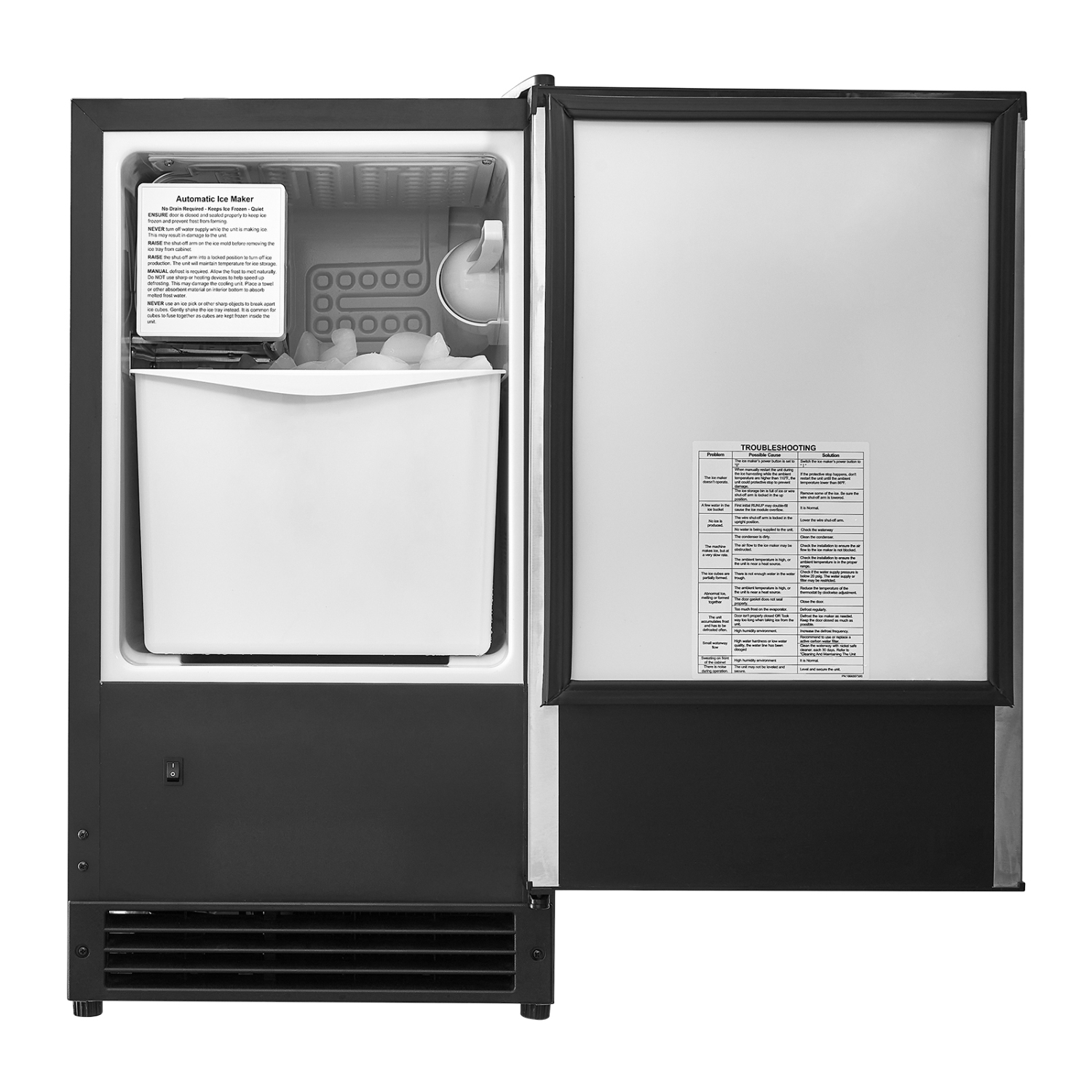 VEVOR 25 Lbs/Day Undercounter Built-in Ice Maker, Under Counter Ice Maker Machine with Reversible Door Stainless Steel, Freestanding Ice Maker for
