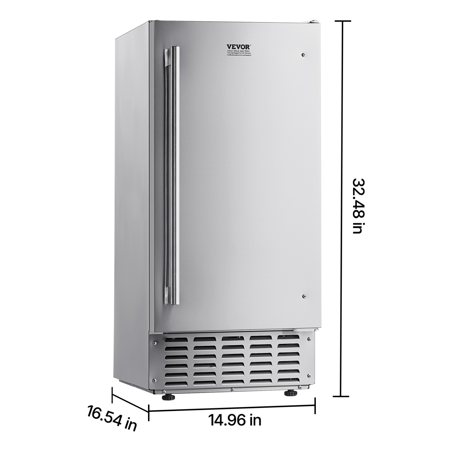 Machine à glaçons sous le comptoir de 66 lb/jour VEVOR, machine à glaçons sous le comptoir avec porte réversible en acier inoxydable, machine à