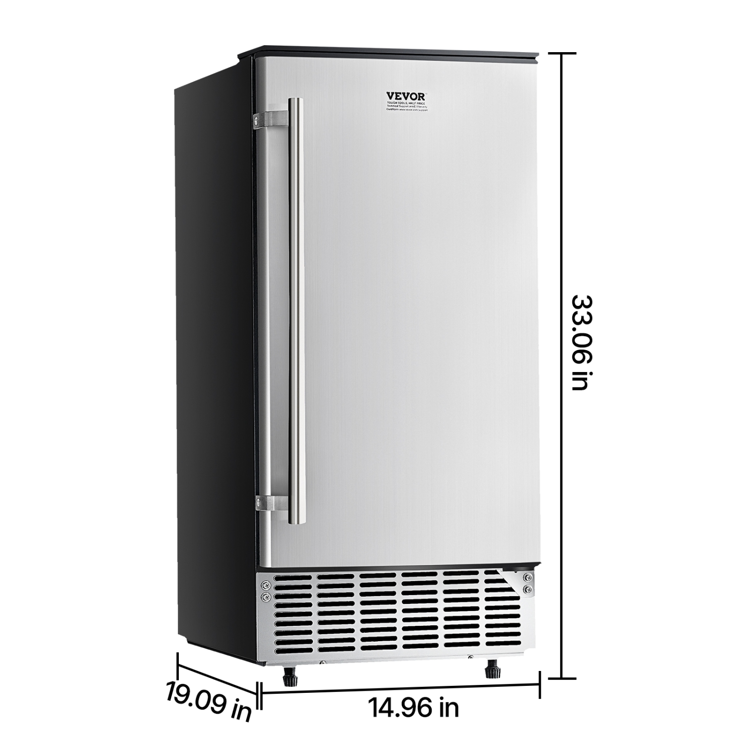 Machine à glaçons encastrable sous le comptoir de 80 lb/jour VEVOR, machine à glaçons sous le comptoir avec porte réversible en acier inoxydable,