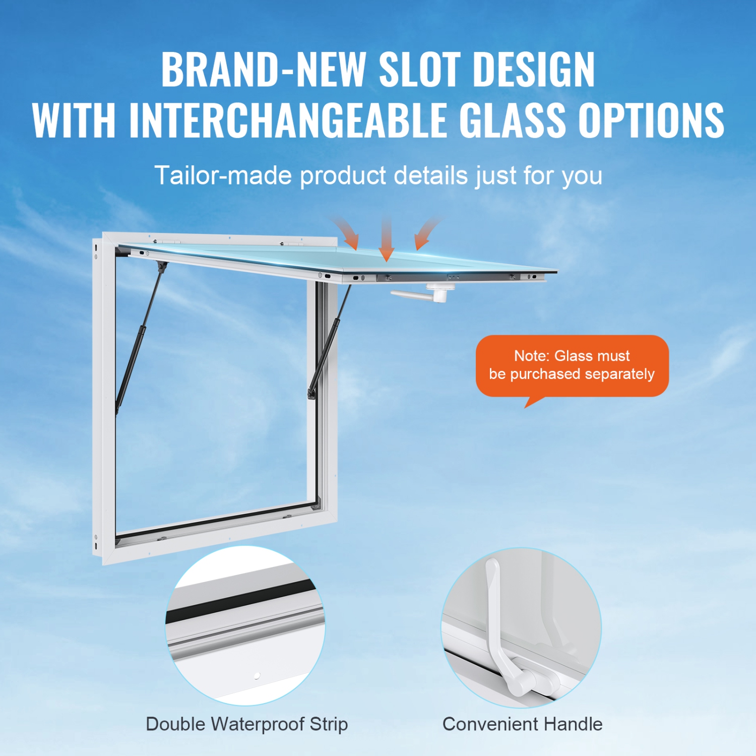 VEVOR 36"x36" Concession Window for Food Truck, Aluminum Alloy Window, Up to 85 Degrees Stand Serving Window with Awning Door & Drag Hook, for Food