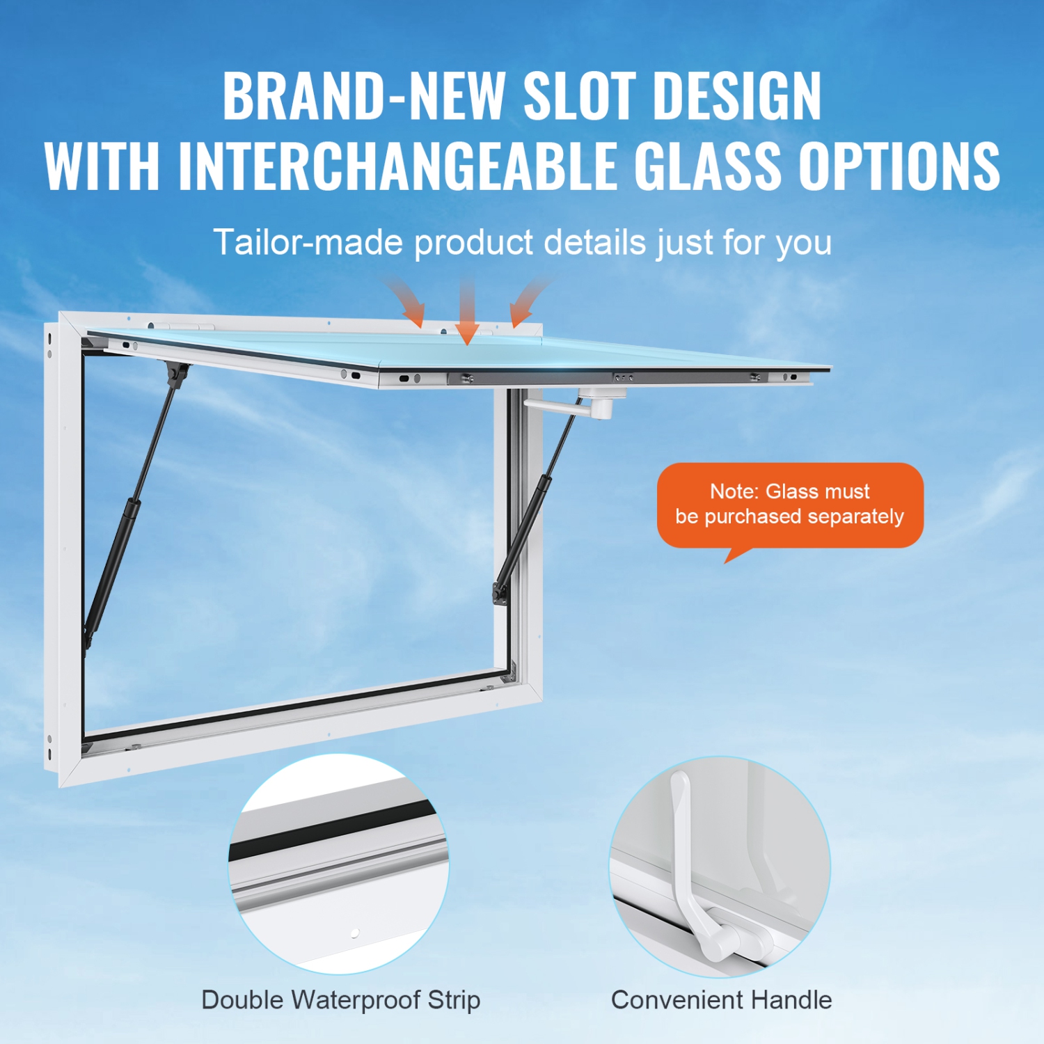 VEVOR 48"x36" Concession Window for Food Truck, Aluminum Alloy Window, Up to 85 Degrees Stand Serving Window with Awning Door & Drag Hook, for Food