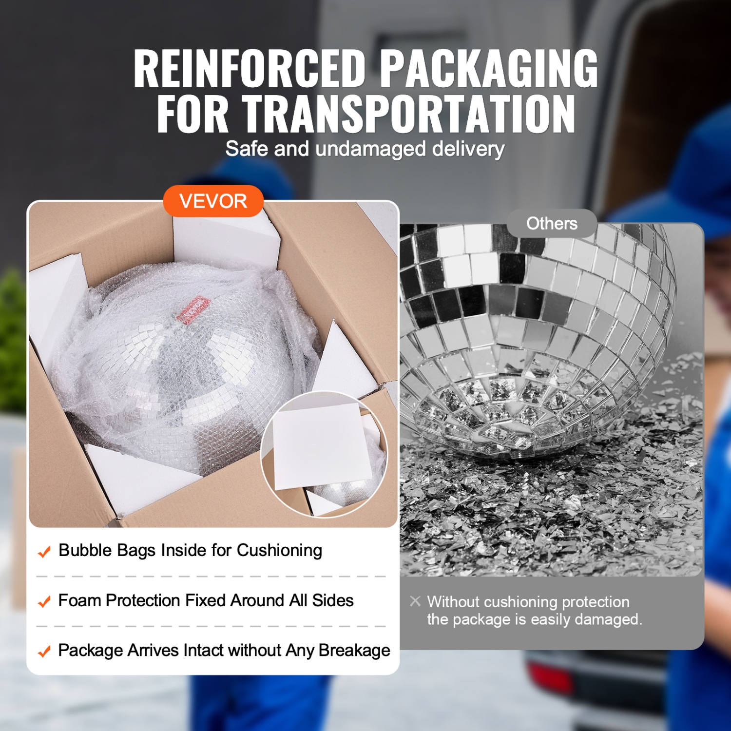 Boule disco miroir de 16 po VEVOR, boule miroir de fête avec anneau suspendu, grandes décorations de fête en forme de boule disco Lightning,