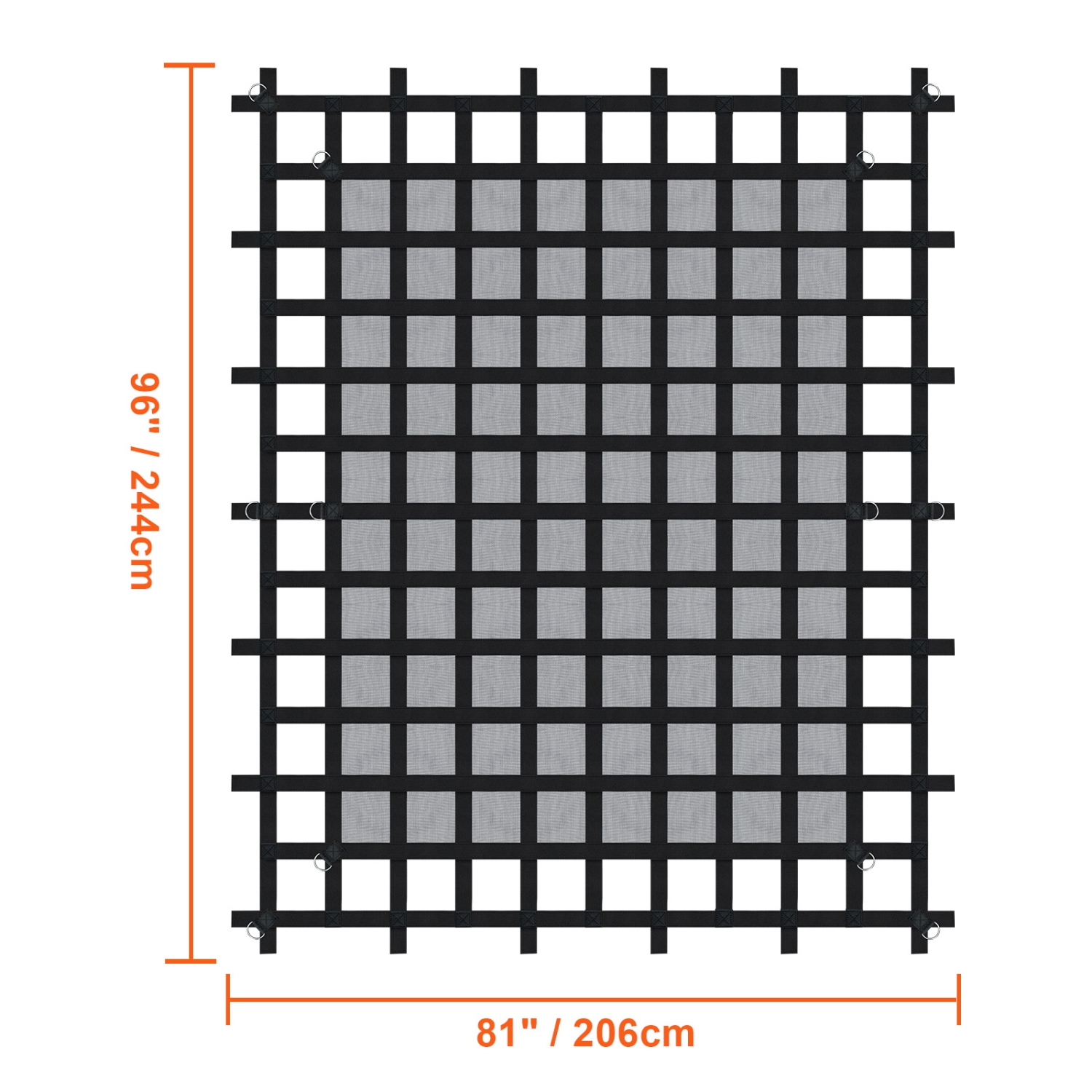 VEVOR 96 in x 81 in Cargo Net, Heavy Duty Truck Cargo Net for Truck Bed, 4 Adjustable Straps with Carabiners & S-Hooks, Wear-resistant &