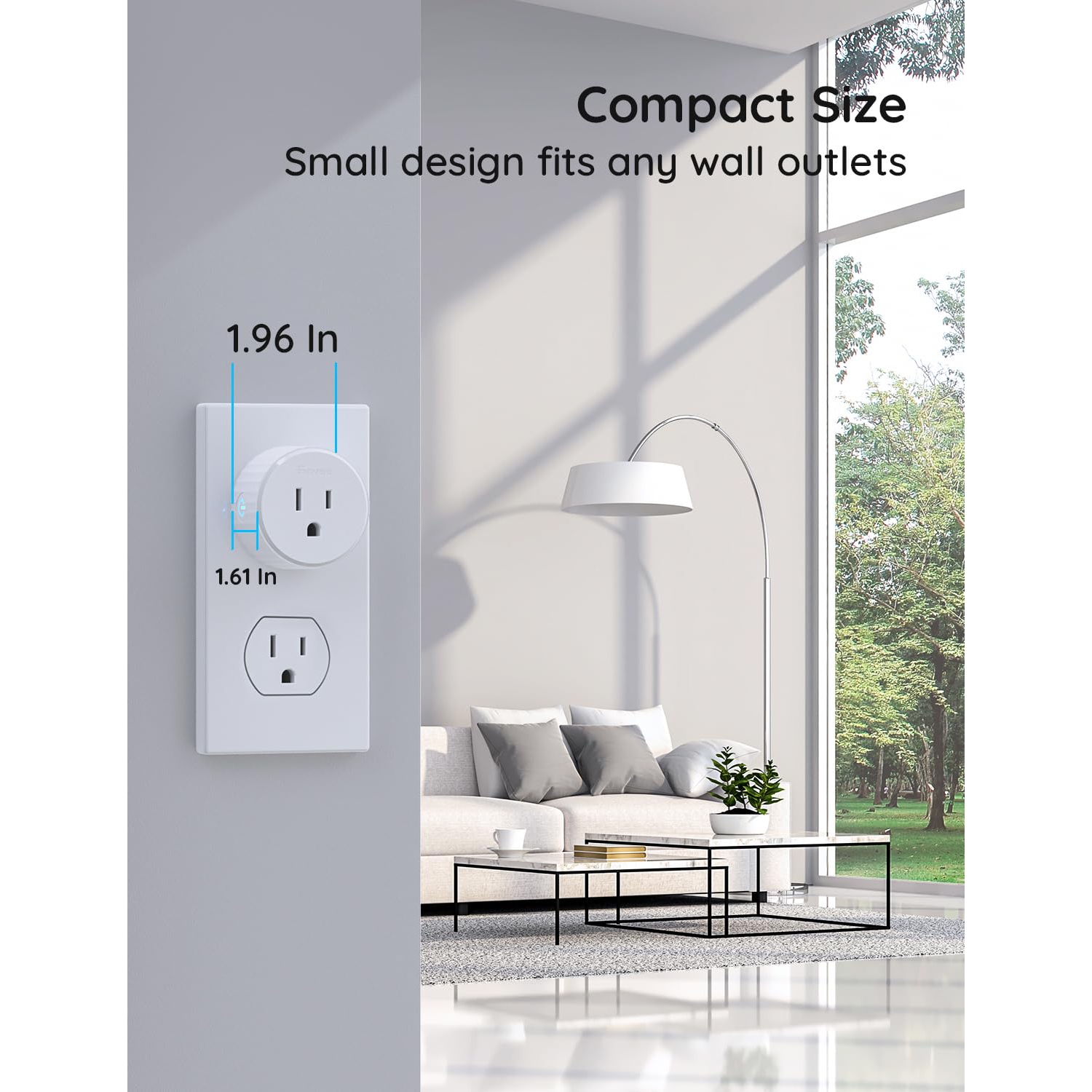 Paquet de 2 prises intelligentes Wi-Fi fonctionnent avec Alexa et l'Assistant Google, prise intelligente avec minuterie et contrôleur de groupe