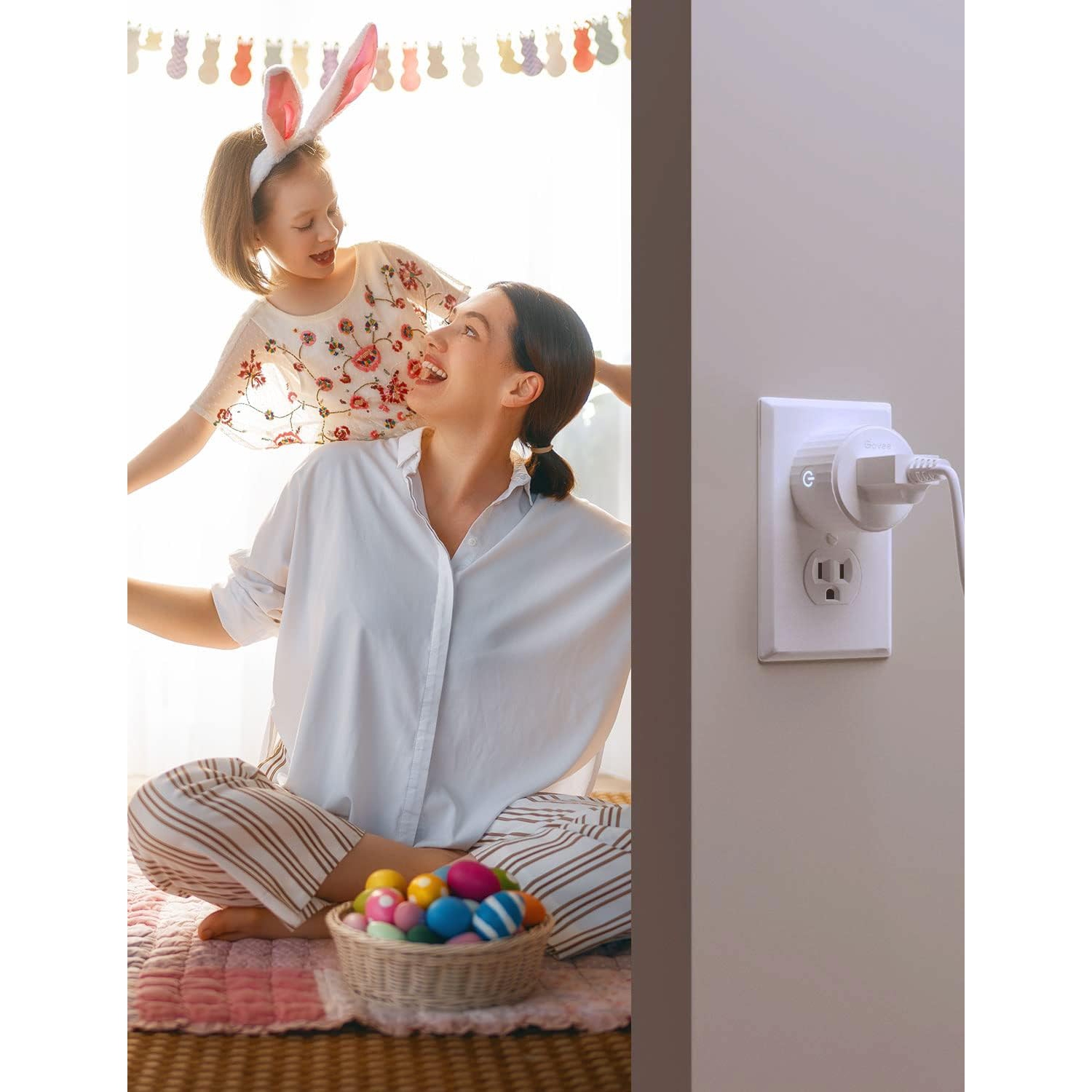 Paquet de 2 prises intelligentes Wi-Fi fonctionnent avec Alexa et l'Assistant Google, prise intelligente avec minuterie et contrôleur de groupe