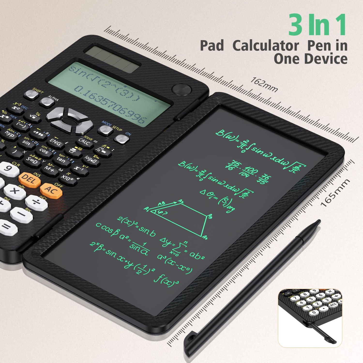 Rechargeable Scientific Calculator 991ES with Notepad, 417 Functions Science Calculator with Writing Tablet for College High School Middle School