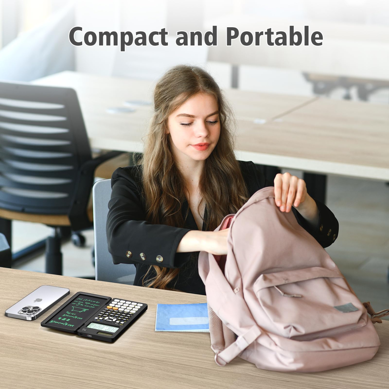 Rechargeable Scientific Calculator 991ES with Notepad, 417 Functions Science Calculator with Writing Tablet for College High School Middle School