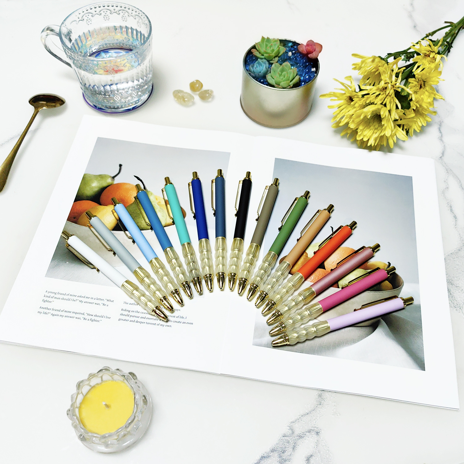 Ensemble de 15 stylos à bille à pointe moyenne noire avec stylo à bille rétractable à prise très douce 1,0&nbsp;mm Décoration de bureau Fournitures