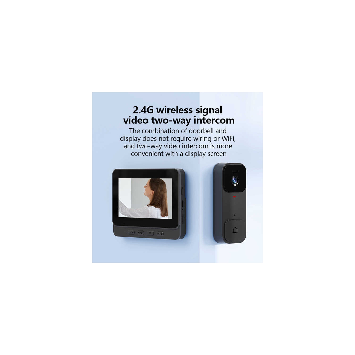 X7 Smart Video Doorbell 4.3-inch Screen Cat's Eye Design Two-way Intercom Voice Security Doorbell Camera WiFi Photo Function Black