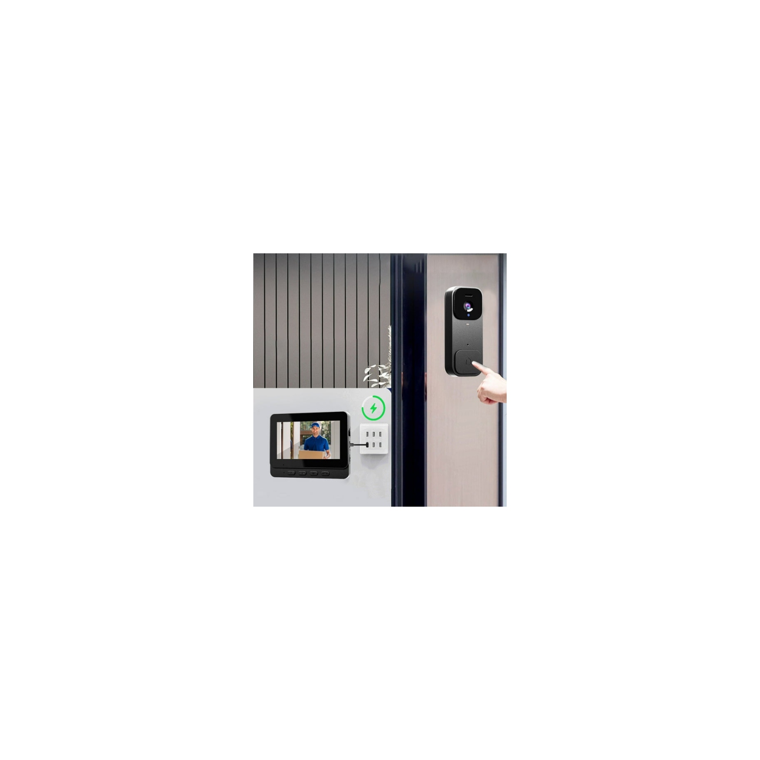 X7 Smart Video Doorbell 4.3-inch Screen Cat's Eye Design Two-way Intercom Voice Security Doorbell Camera WiFi Photo Function Black