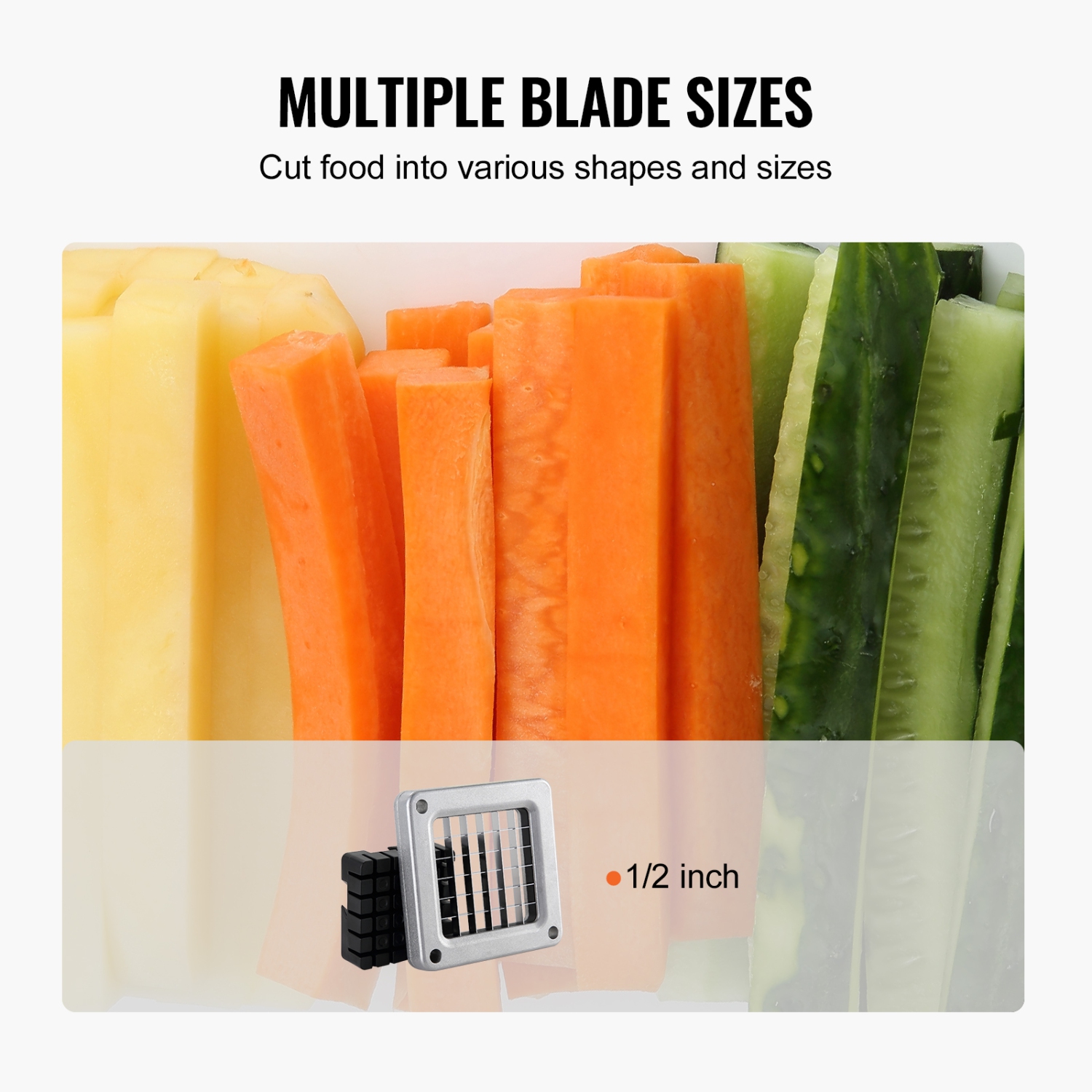 Coupe-frites VEVOR, coupe-pommes de terre avec lame en acier inoxydable 1/2-po, hachoir manuel avec ventouses, idéal pour les pommes de terre, les