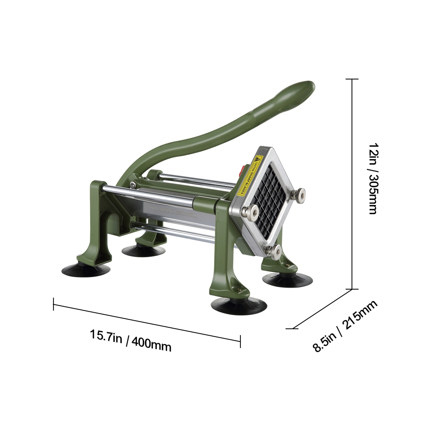 Coupe-frites VEVOR, coupe-pommes de terre avec lame en acier inoxydable 1/2-po, hachoir manuel avec ventouses, idéal pour les pommes de terre, les