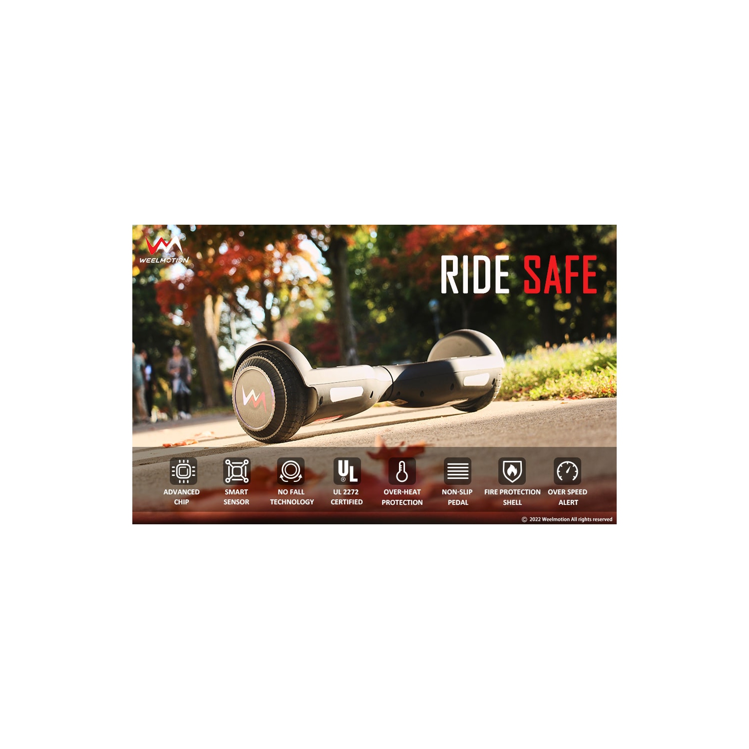 WEELMOTION 6.5" Classic Black All Terrain Hoverboard, BIGGER Battery Than Other Cheaper Ones LED Lights & Shining Wheels, Speaker, , UL 2272