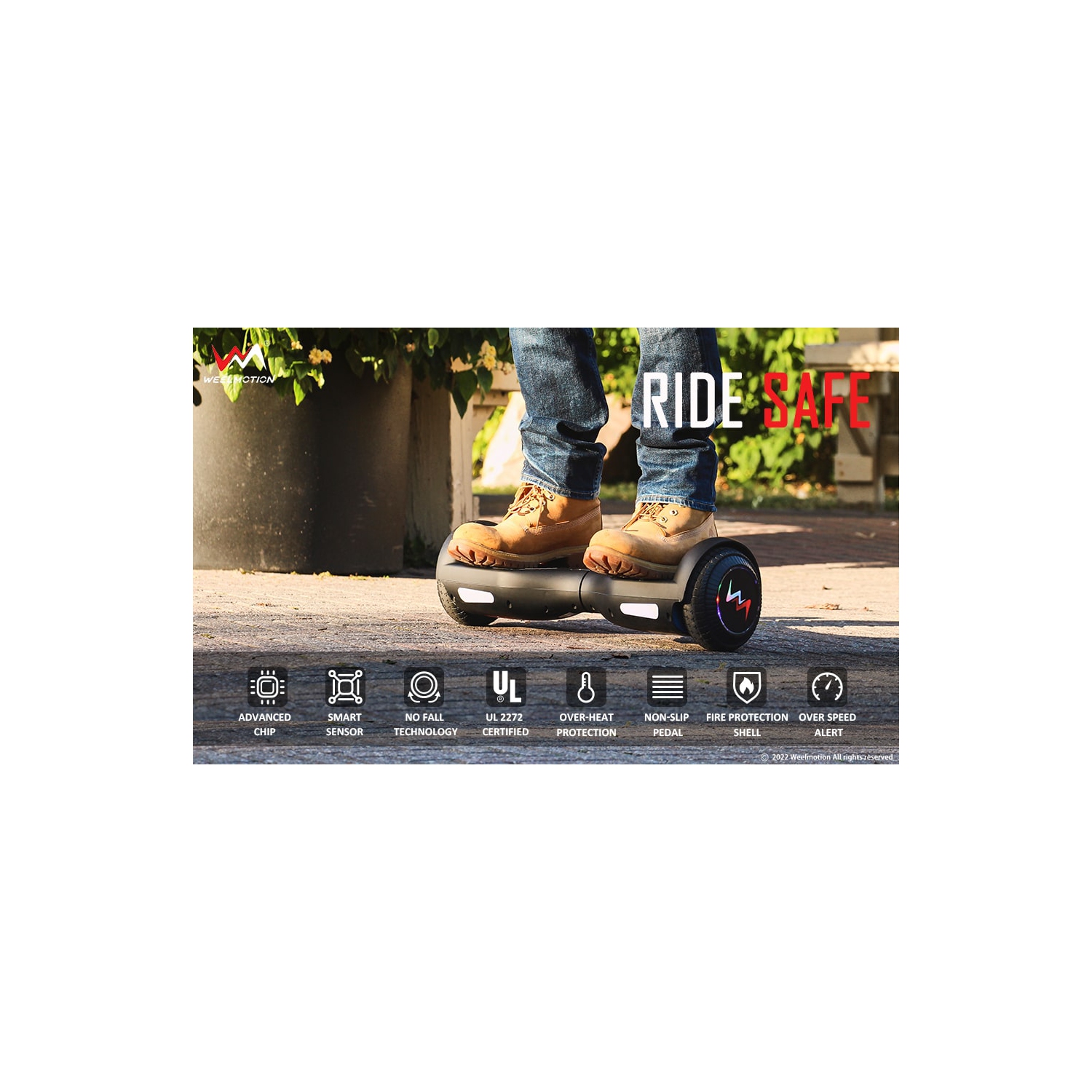 WEELMOTION 6.5" Classic Black All Terrain Hoverboard, BIGGER Battery Than Other Cheaper Ones LED Lights & Shining Wheels, Speaker, , UL 2272