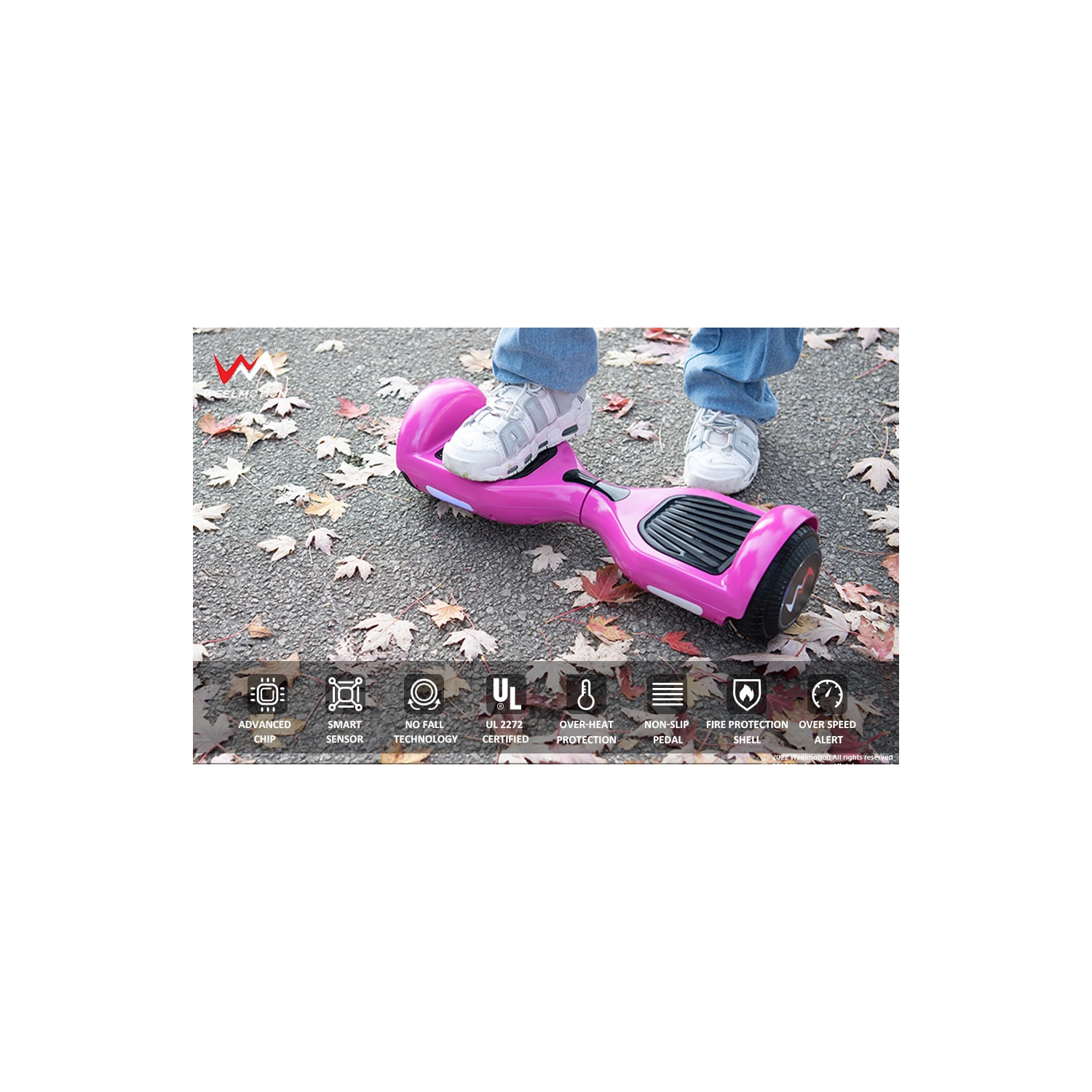WEELMOTION 6.5" Classic Pink All Terrain Hoverboard, BIGGER Battery Than Other Cheaper Ones LED Lights & Shining Wheels, Speaker, , UL 2272