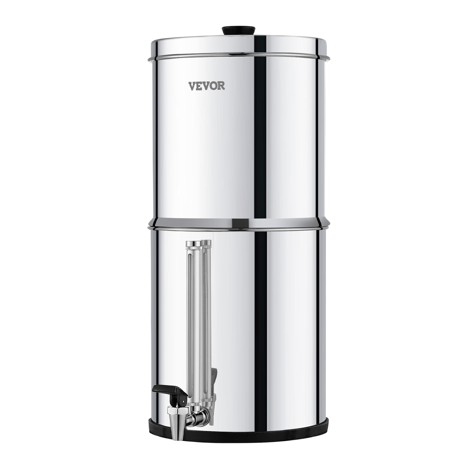 VEVOR 2.25G Gravity-fed Water Filter System, 304 Stainless-Steel Countertop System, Reduces Lead and up to 99% of Chlorine, with 2 Carbon Filters,
