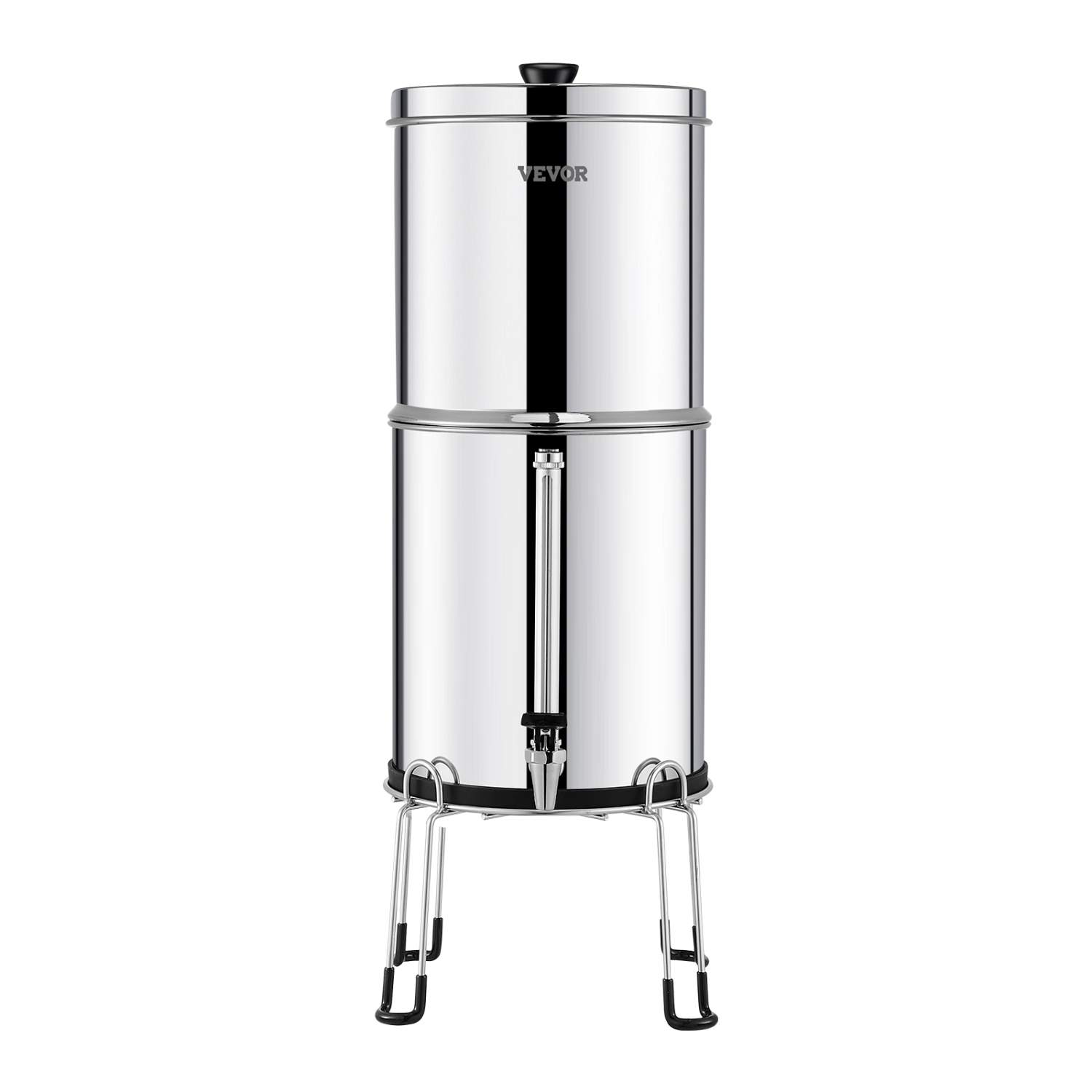 VEVOR 2.25G Gravity-fed Water Filter System,304 Stainless-Steel Countertop System, Reduces Lead and up to 99% of Chlorine, with 2 Carbon Filters,