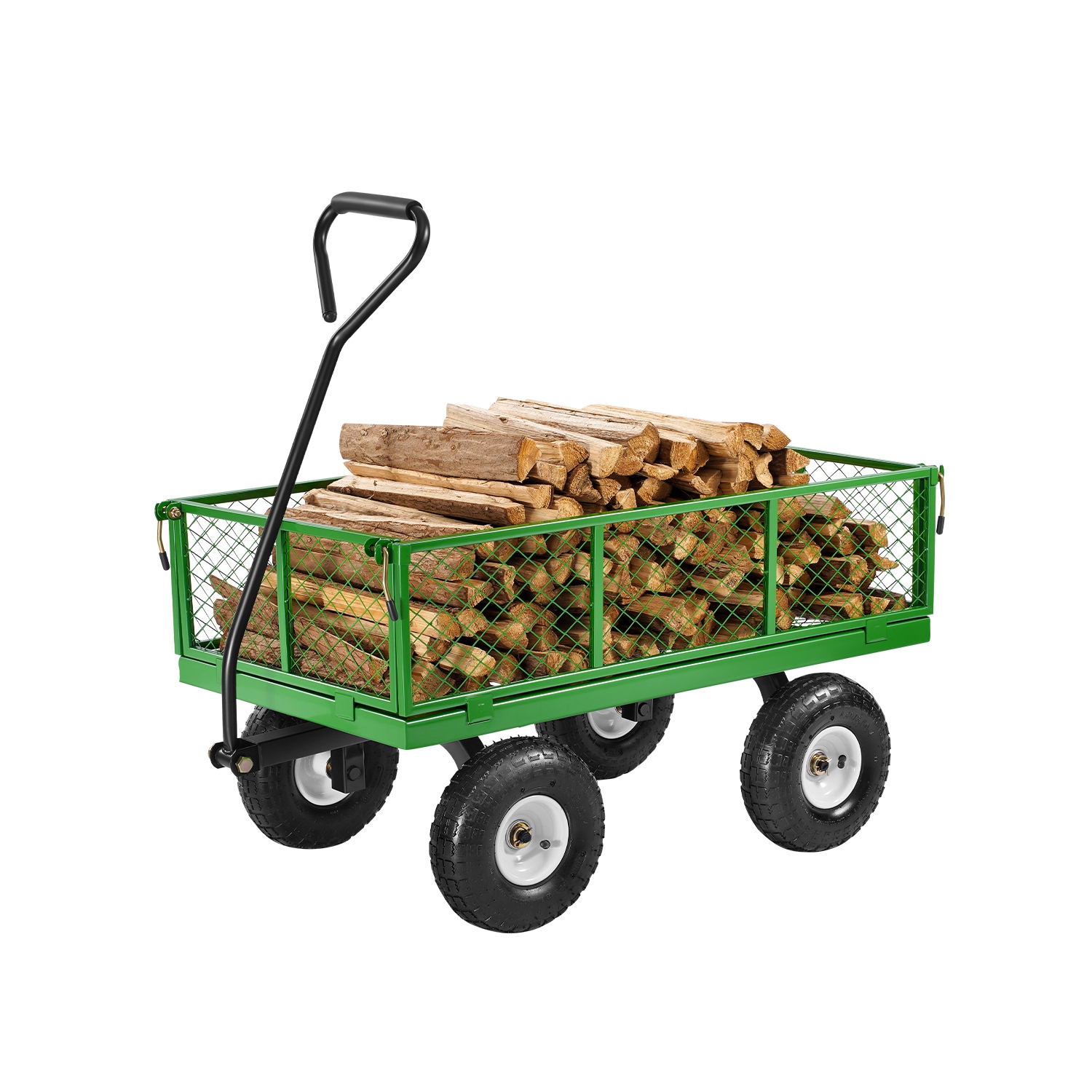 VEVOR 900 Lbs Steel Garden Cart on Wheels, Heavy Duty Pullable Yard Cart, Metal Utility Wagon with 10" Tires and Mesh Removable Sides(Convert to