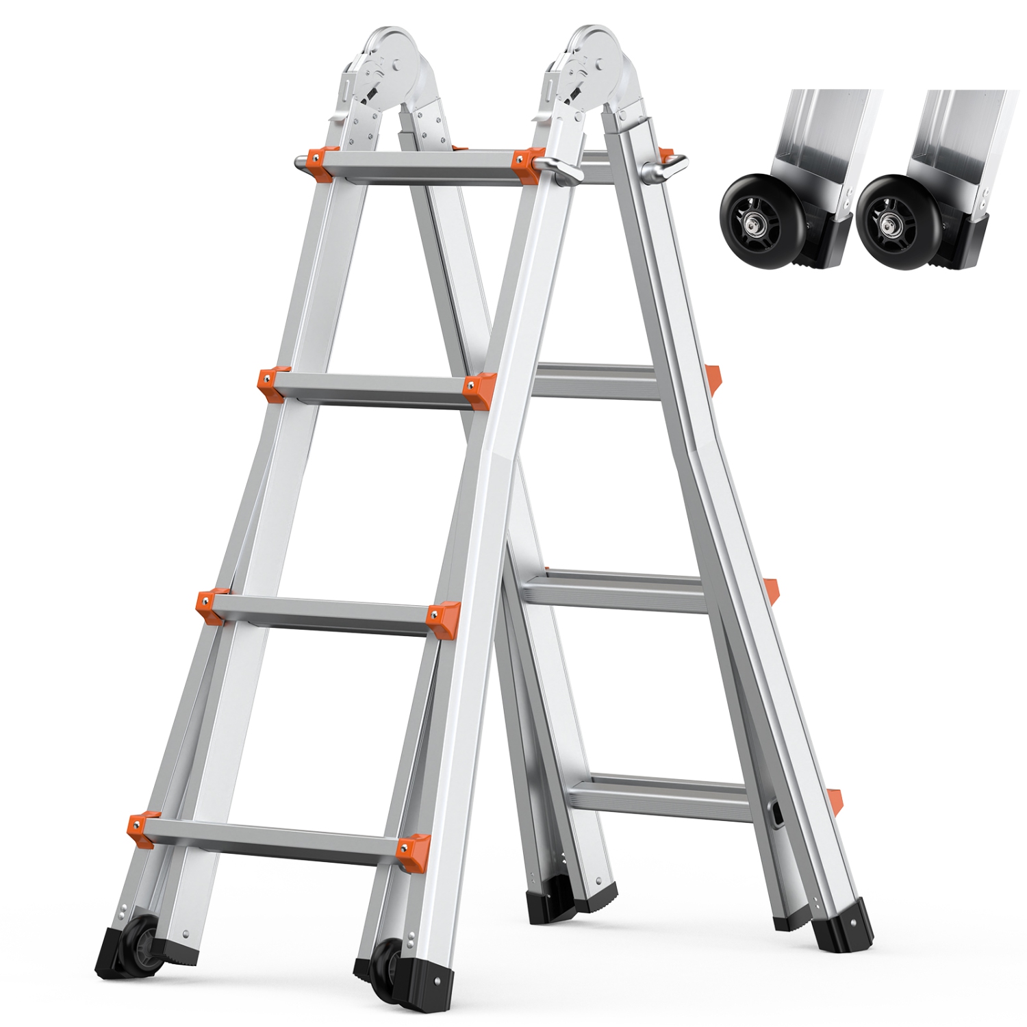 VEVOR 15.5 FT Telescoping Ladder A Frame, Aluminum Extension Ladder, Multi-Function Portable Collapsible RV Ladder, for Homework Stairs Indoor