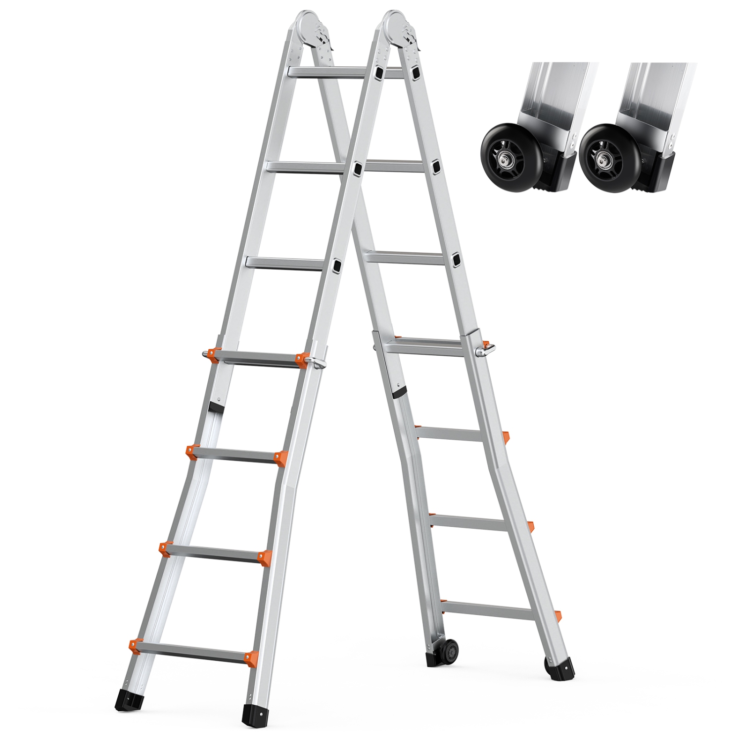 VEVOR 15.5 FT Telescoping Ladder A Frame, Aluminum Extension Ladder, Multi-Function Portable Collapsible RV Ladder, for Homework Stairs Indoor