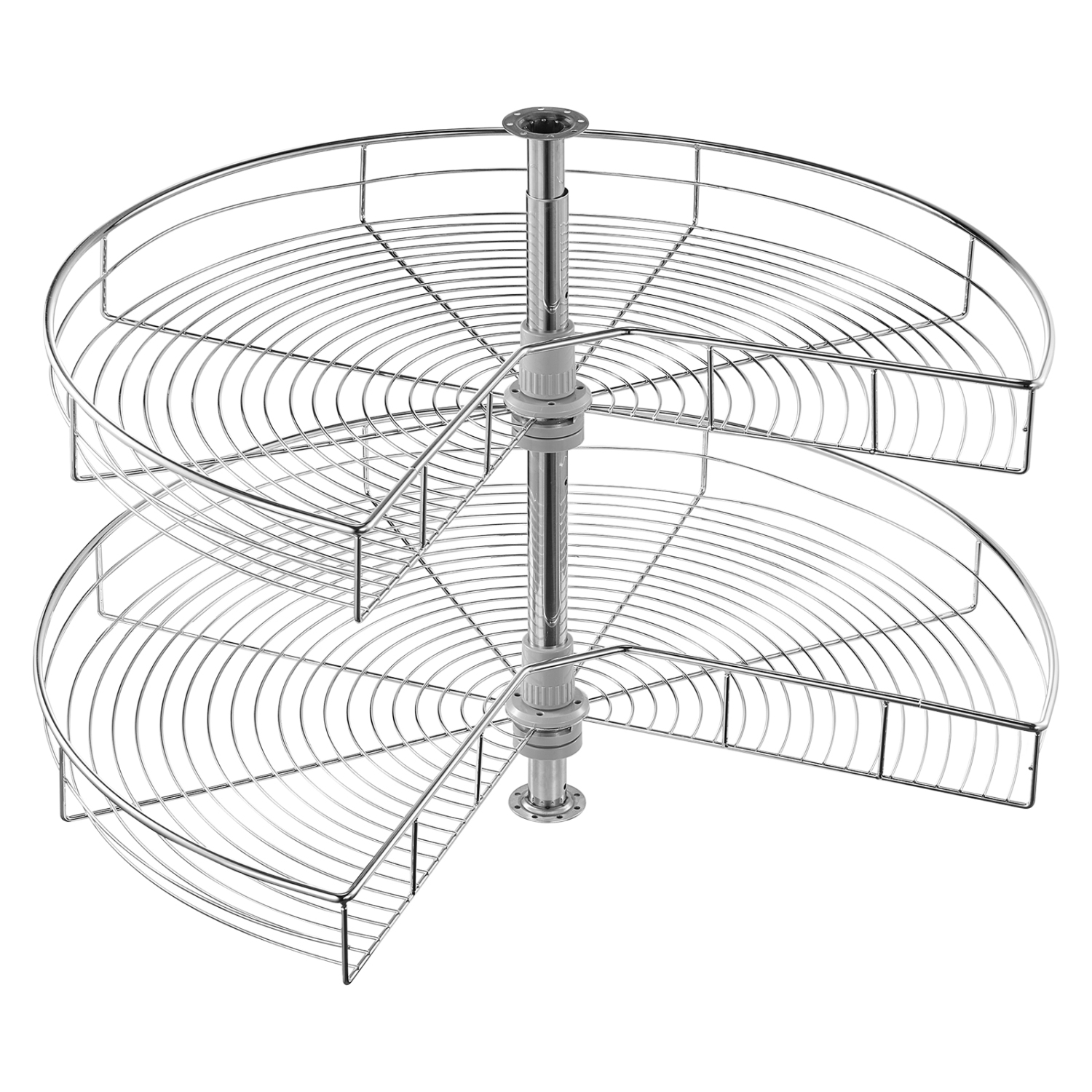 VEVOR 31.5" Kidney Shaped Chrome Corner Organizer, 360° Rotatble Kitchen Base Cabinet Blind Corner, 2 Tier Height Adjustable Storage Rack, Carbon