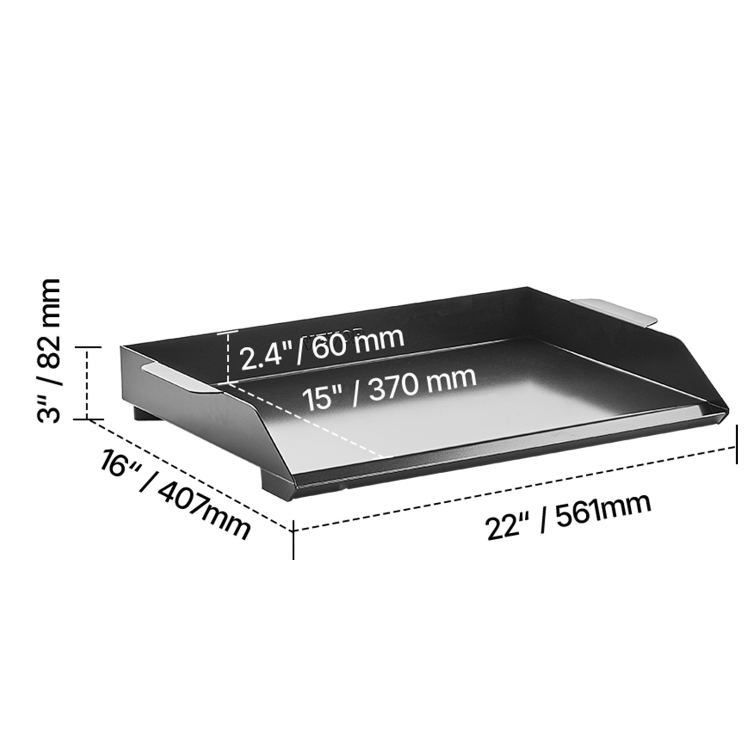 VEVOR 22x16 inch Carbon Steel Griddle, Universal Flat Top Rectangular Plate, Gas Grill Griddle for BBQ Grill, Teppanyaki, Portable Family Cookware,