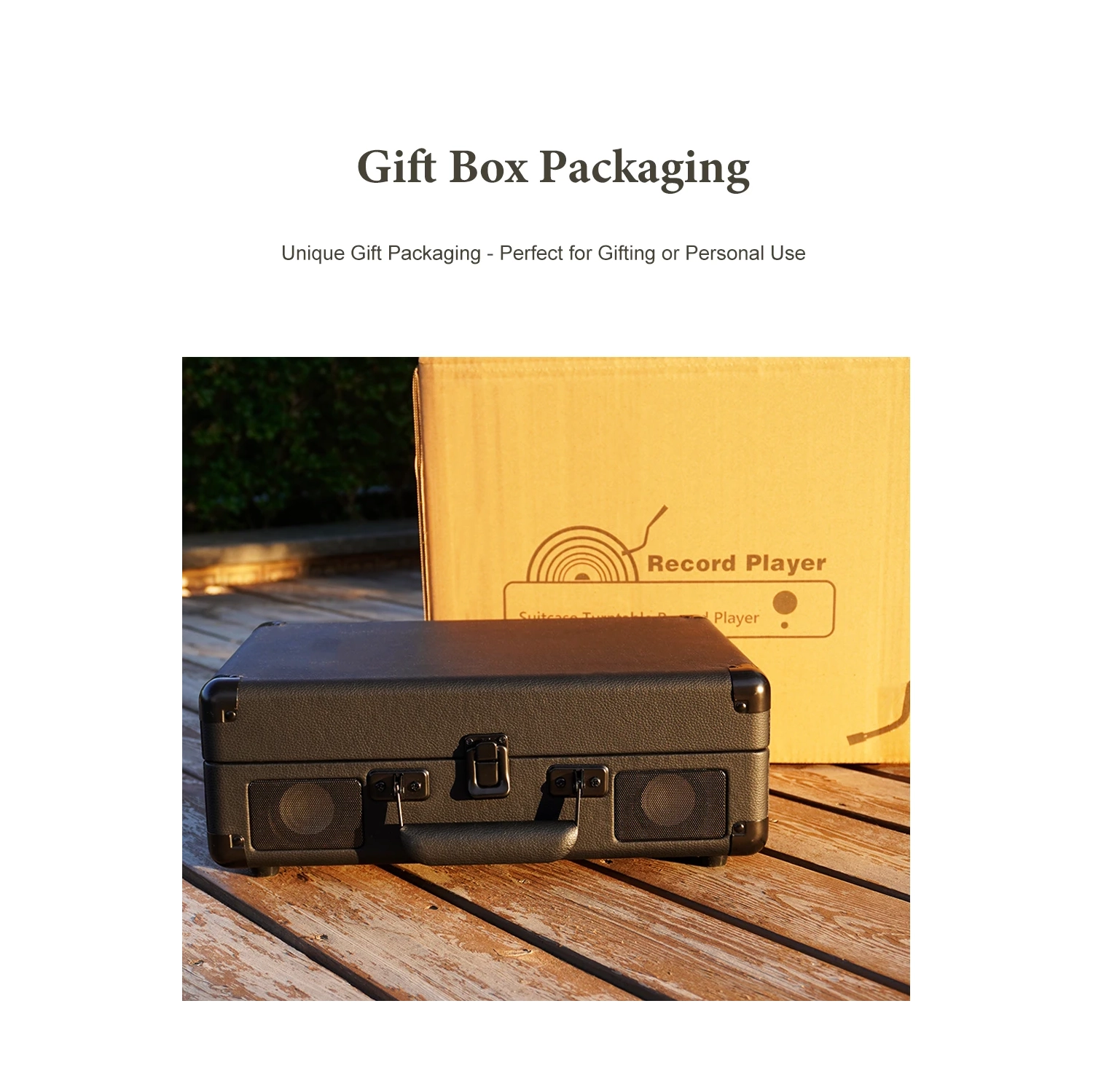 Lecteur de disques vinyle rétro Phonographe portable 33/45/78 RPM Tourne-disque vinyle Bluetooth 5,3 haut-parleur, Bluetooth sans fil + Stylet rubis